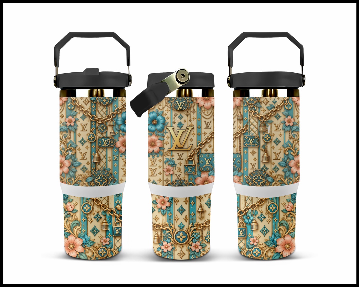 Botanical Patchwork Luxury Stainless Steel Big Guzzler Tumbler (3476)