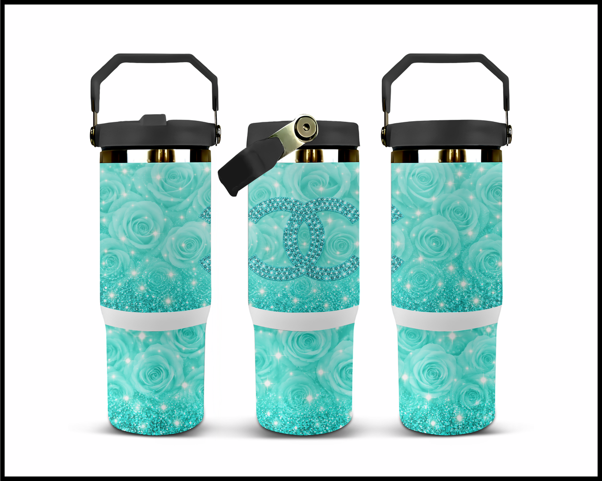Aquamarine Rose Stainless Steel Big Guzzler Tumbler (3490)