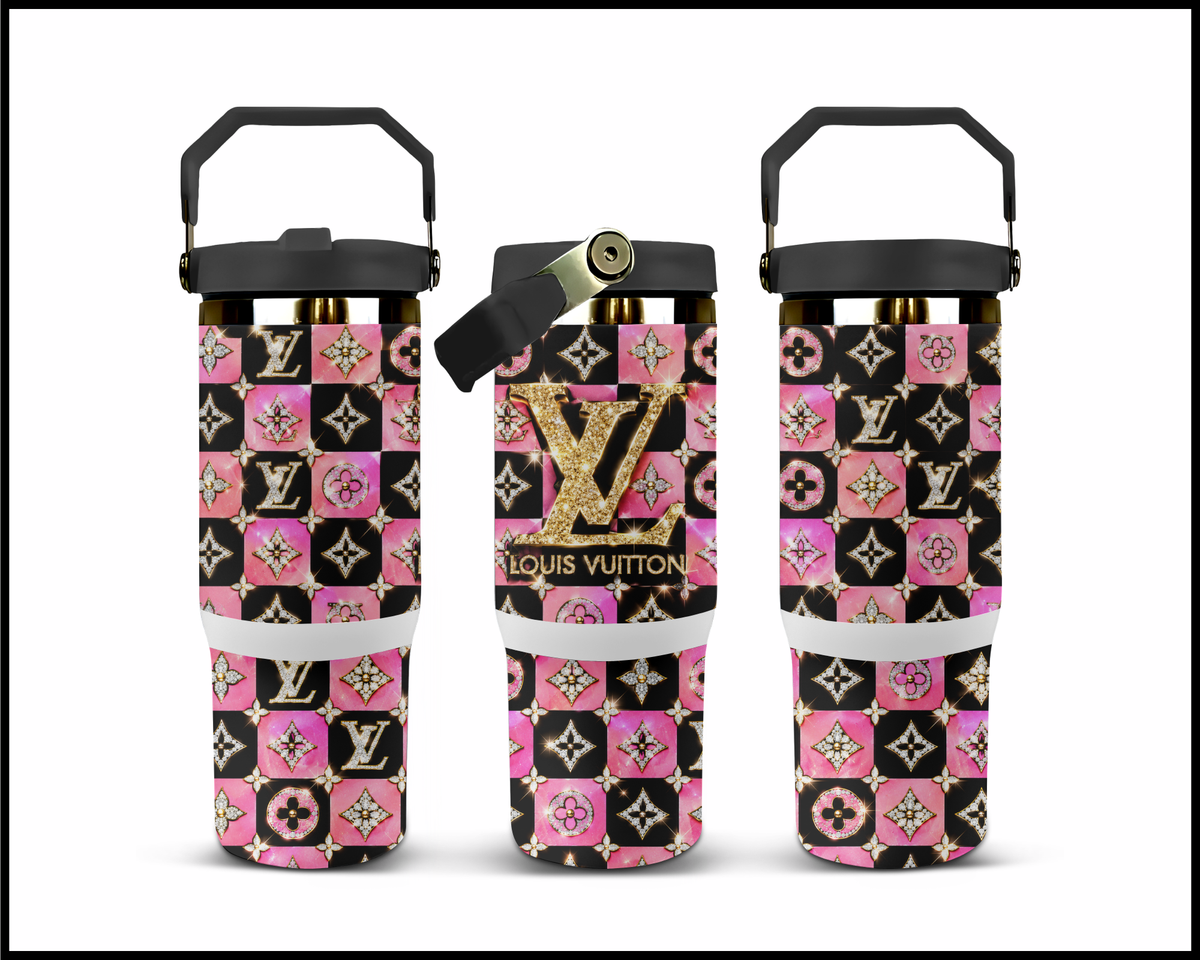 Midnight Checkmate Luxury Stainless Steel Big Guzzler Tumbler (3531)