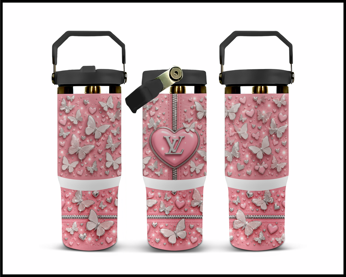 Blush Butterfly Breeze Stainless Steel Big Guzzler Tumbler (3533)