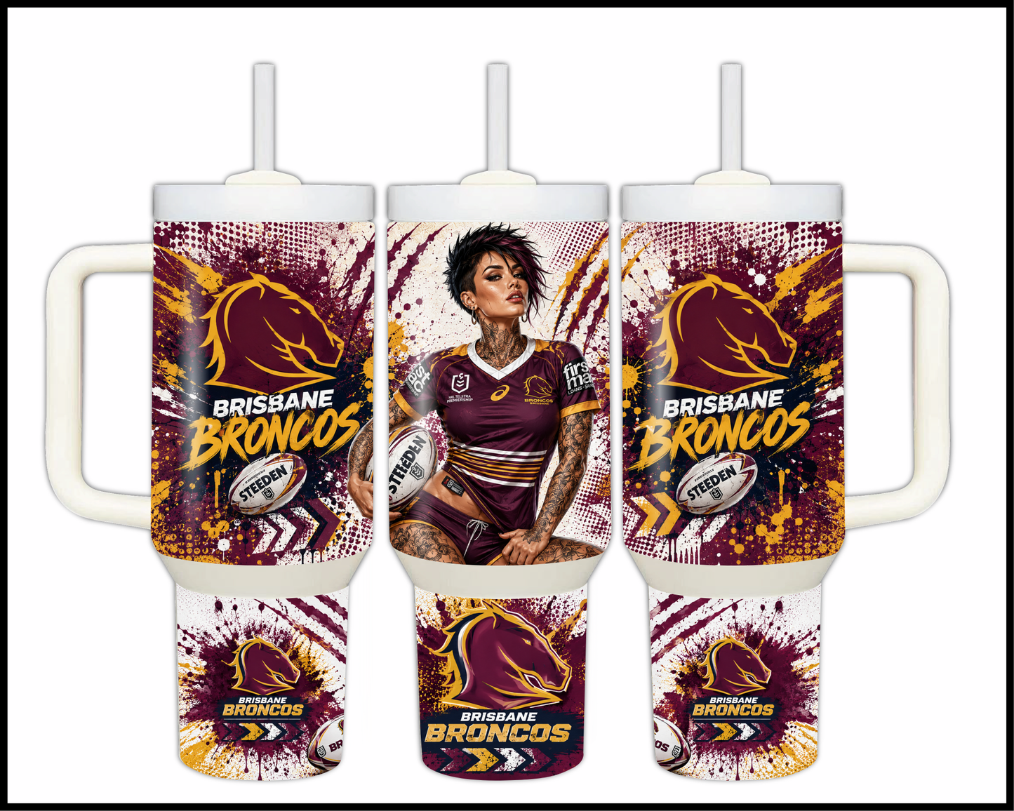 Big Guzzler 40oz Brisbane Broncos Stainless Steel Tumbler (944)