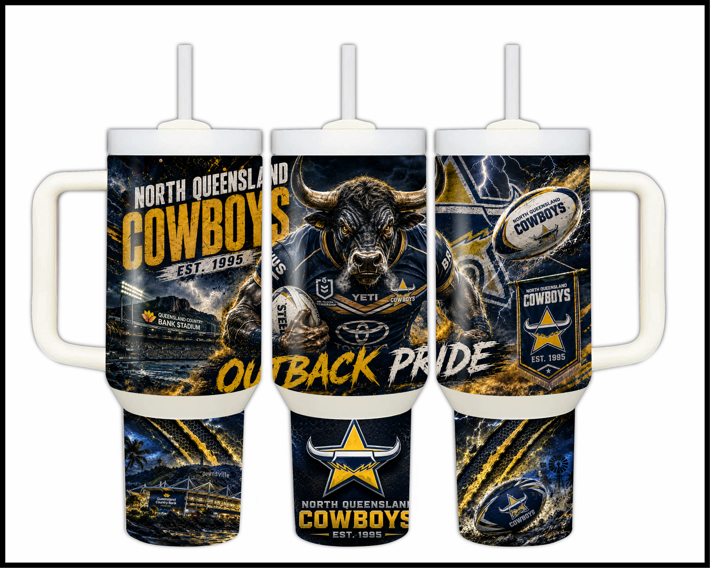 Big Guzzler 40oz North Queensland Cowboys Stainless Steel Tumbler (917)