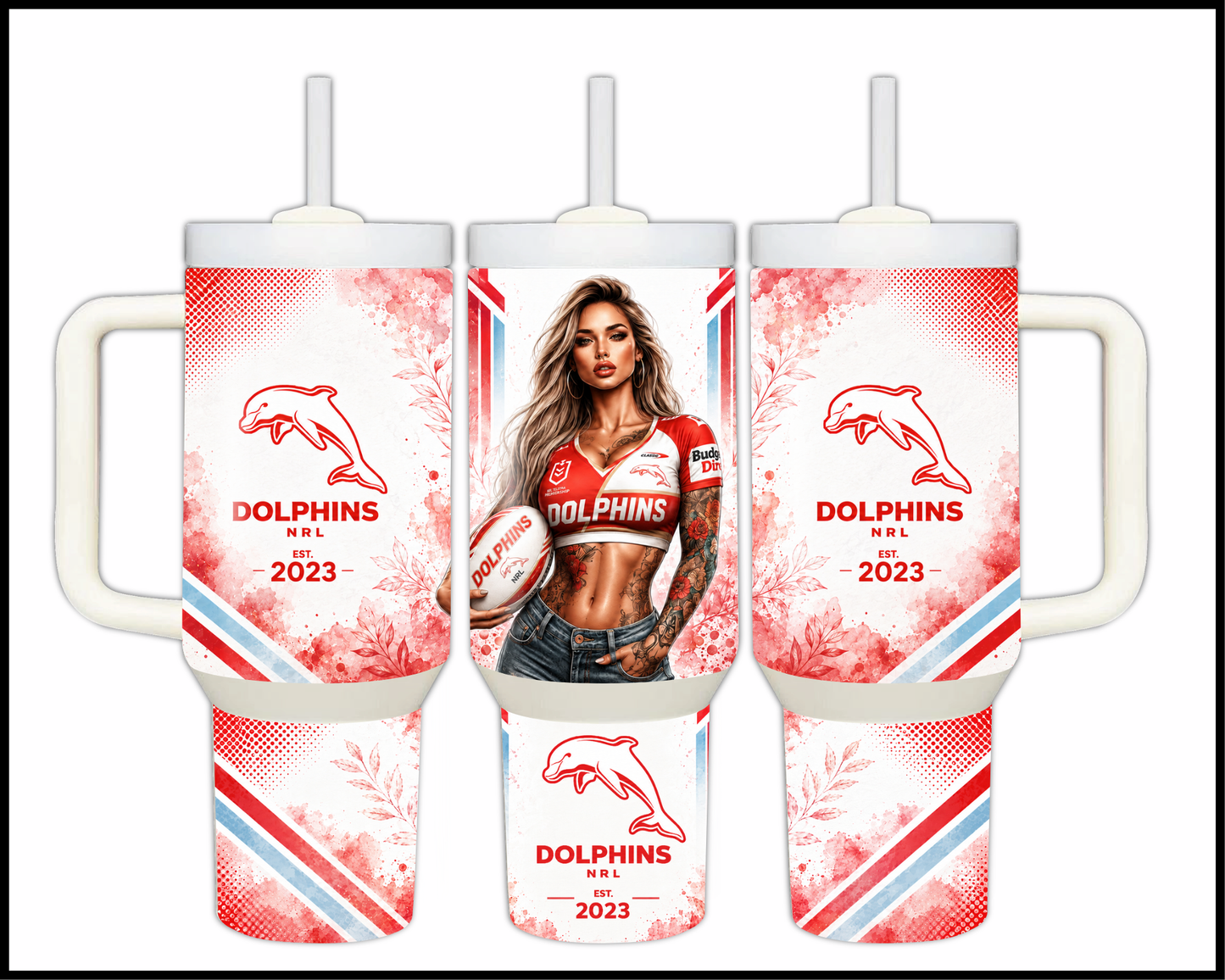 Big Guzzler 40oz Dolphins Stainless Steel Tumbler (949)