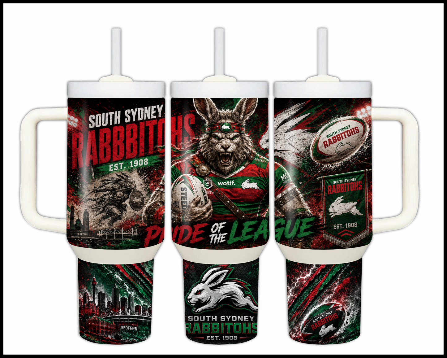 Big Guzzler 40oz South Sydney Rabbitohs Stainless Steel Tumbler (922)