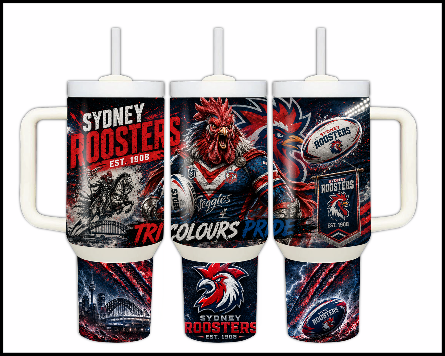 Big Guzzler 40oz Sydney Roosters Stainless Steel Tumbler (923)
