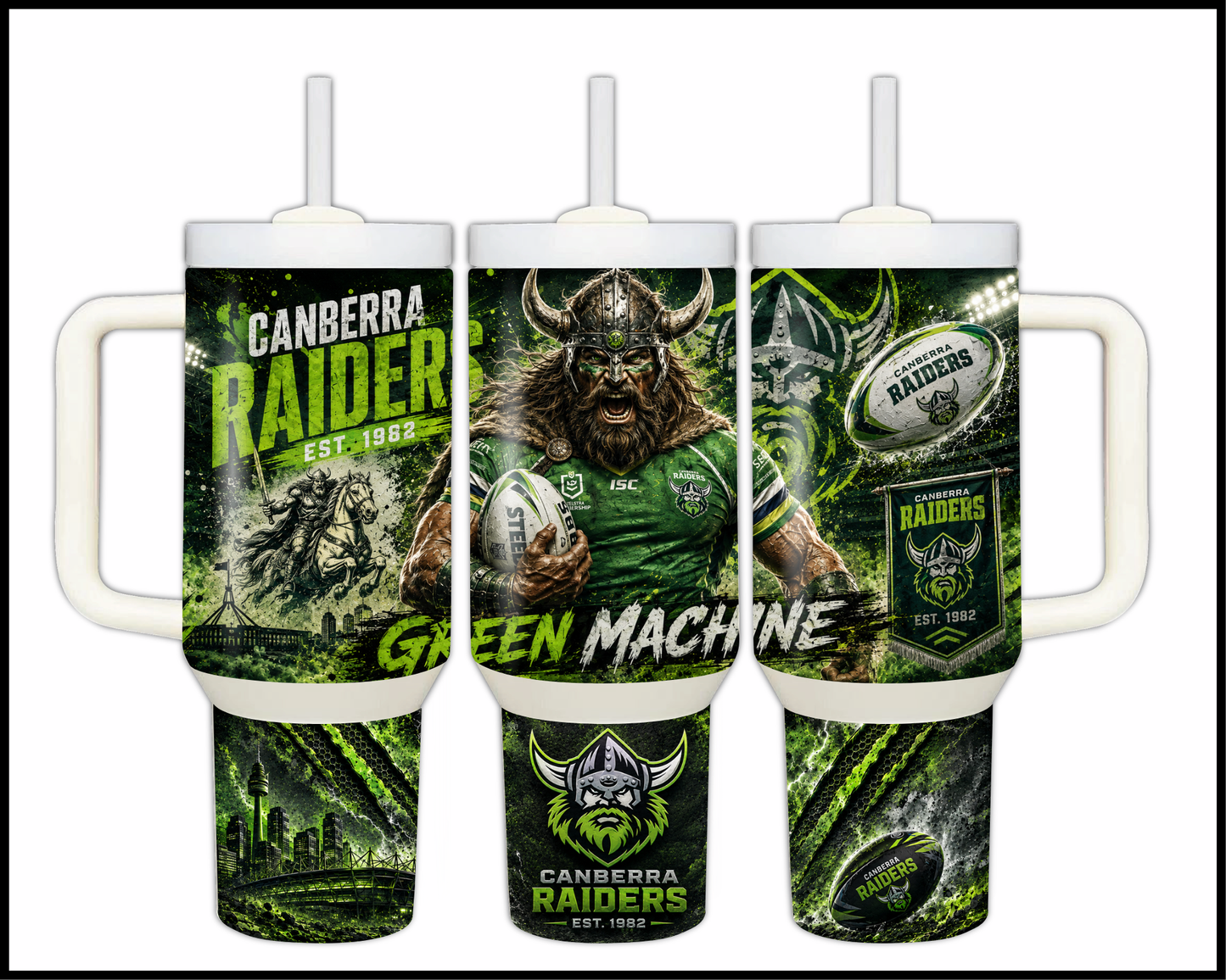 Big Guzzler 40oz Canberra Raiders Stainless Steel Tumbler (908)