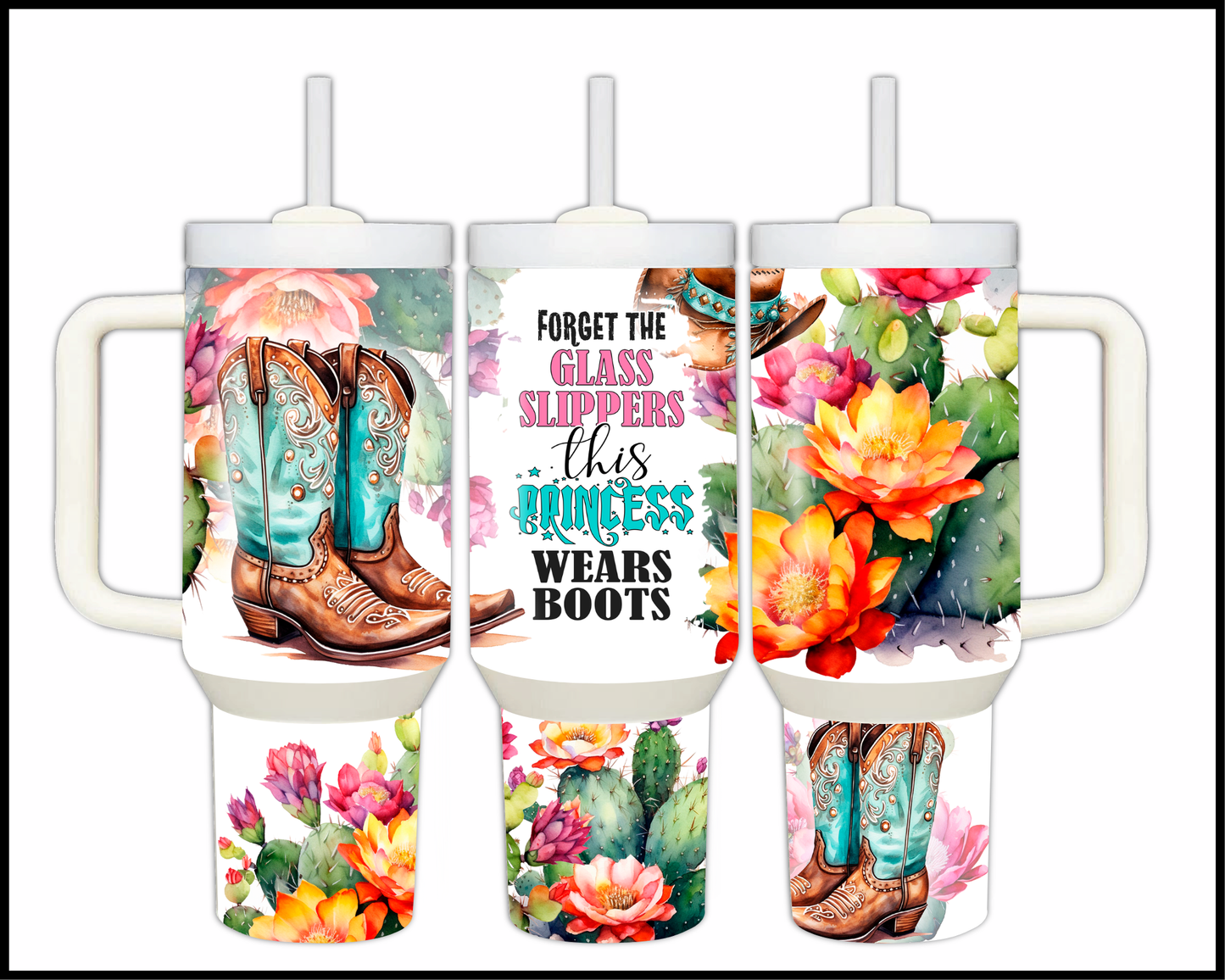 Forget The Glass Slippers This Princess Wears Boots Big Guzzler 40oz Stainless Steel Tumbler (002)