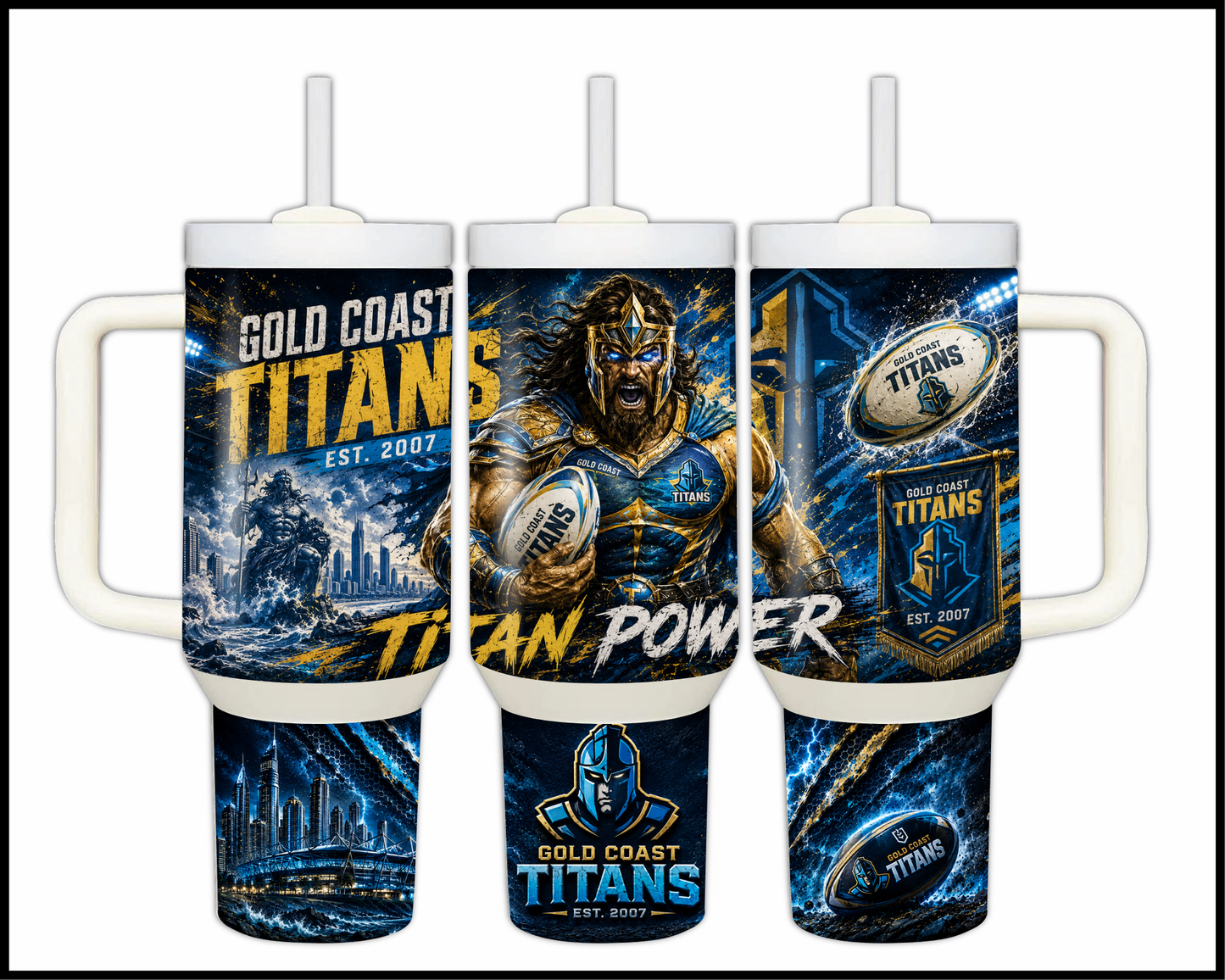 Big Guzzler 40oz Gold Coast Titans Stainless Steel Tumbler (912)