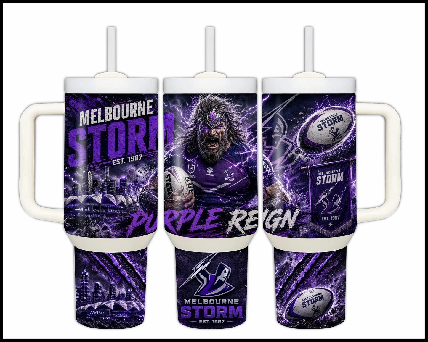 Big Guzzler 40oz Melbourne Storm Stainless Steel Tumbler (914)