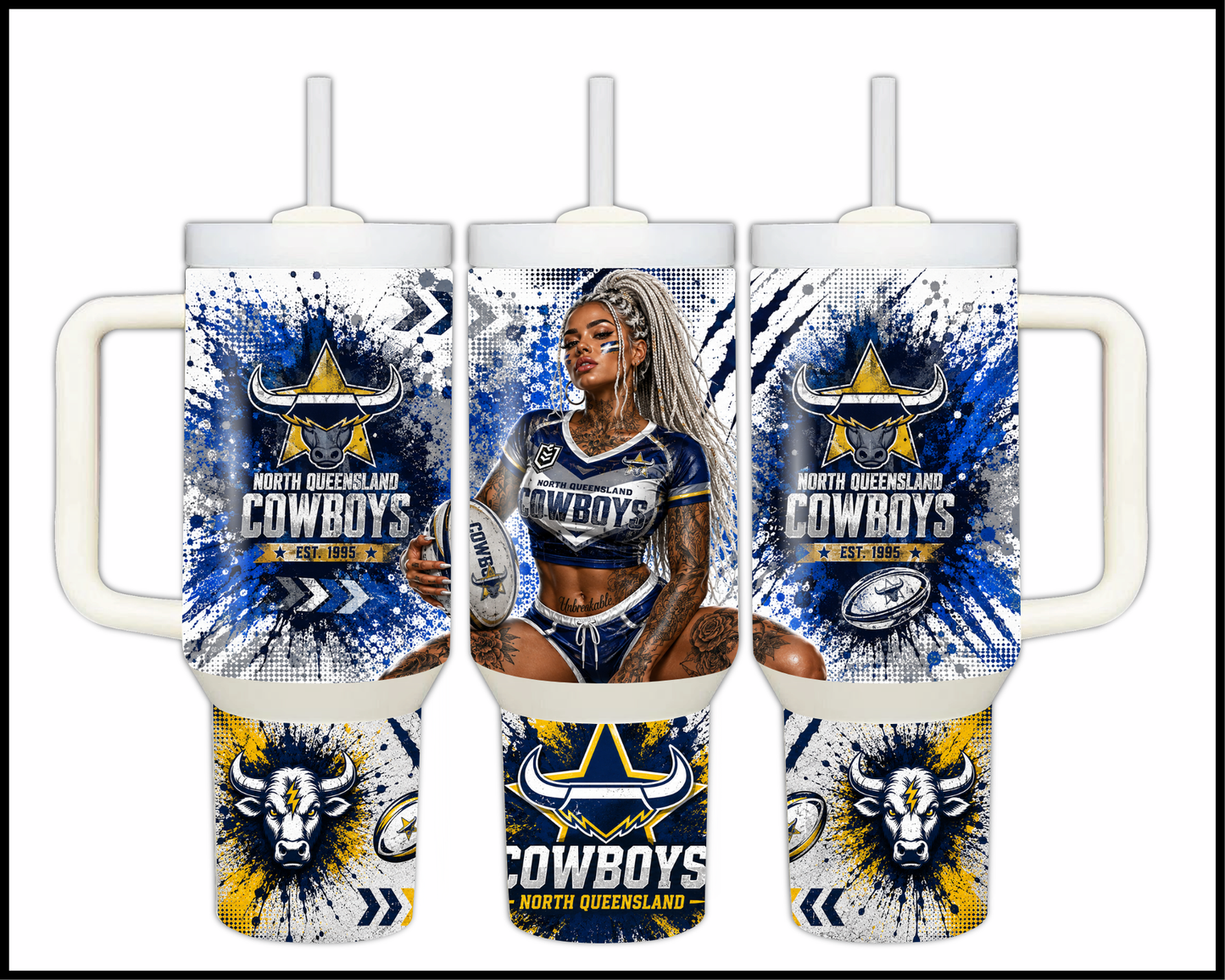 Big Guzzler 40oz North Queensland Cowboys Stainless Steel Tumbler (934)