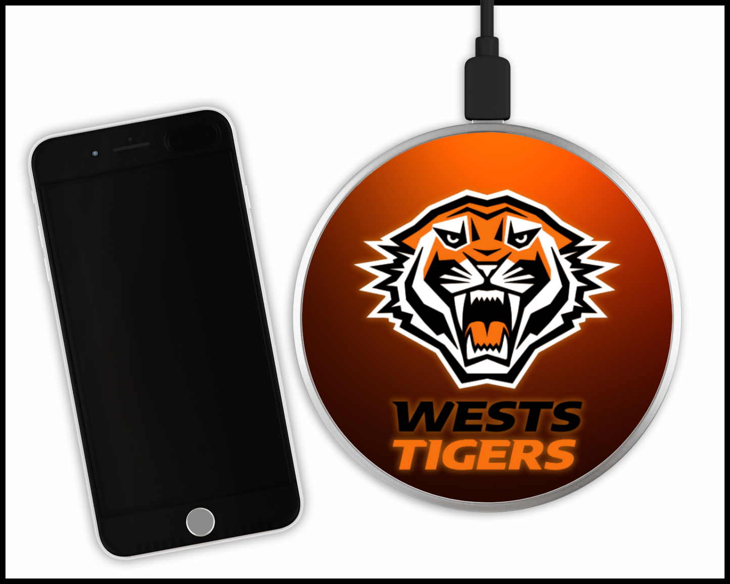 Wests Tigers Sublimated Wireless Phone Charger (003)