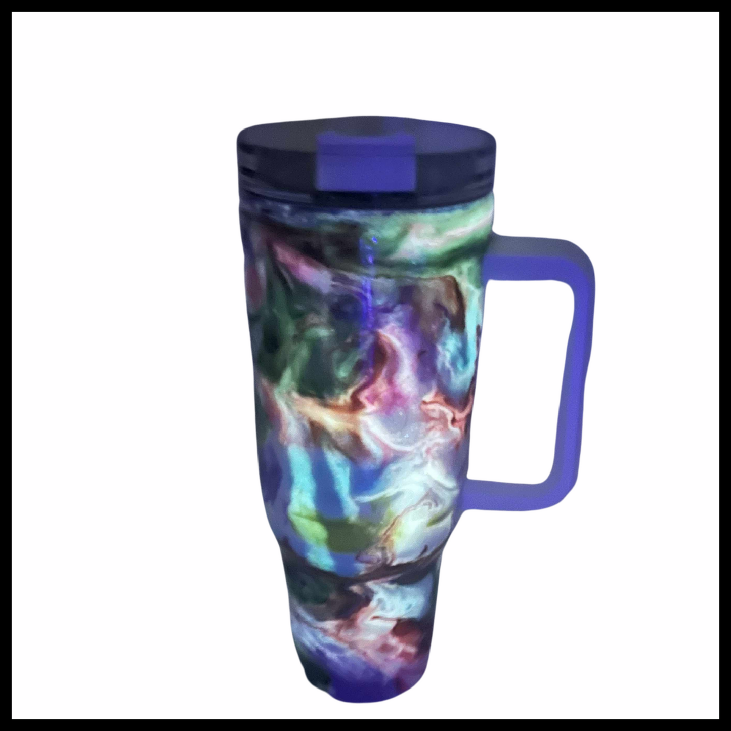 Rainbow Swirl Highlights Resin Stainless Steel Guzzler Tumbler