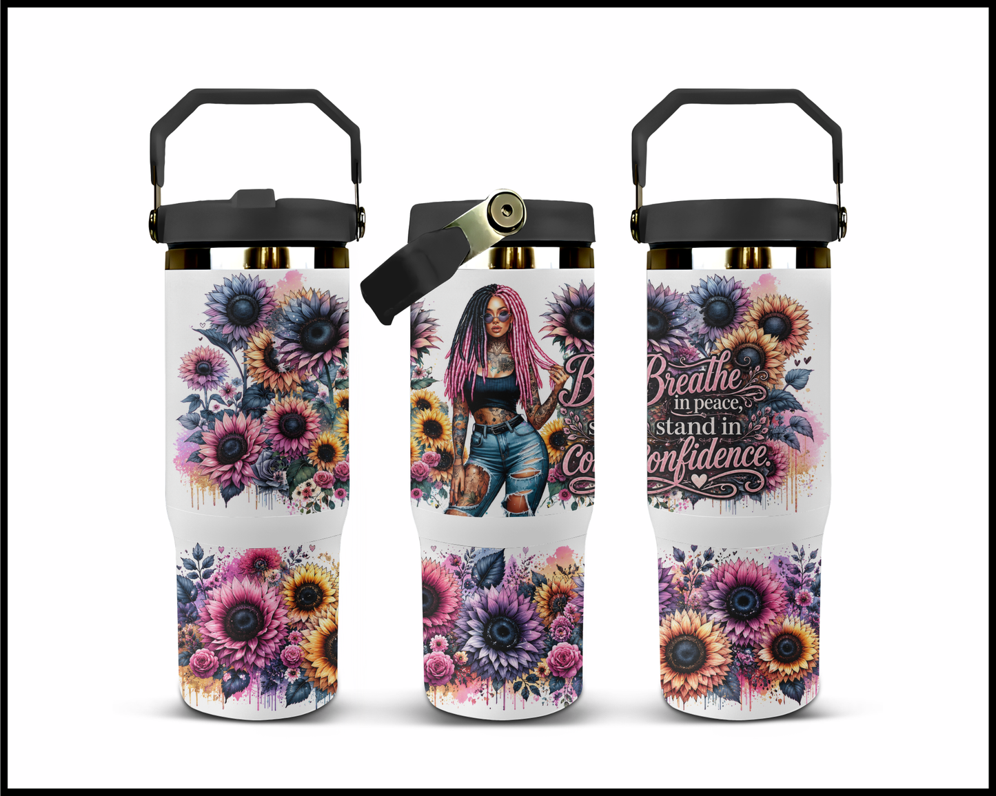 Breathe in Peace, Stand In Confidence Big Guzzler Stainless Steel Tumbler (992)