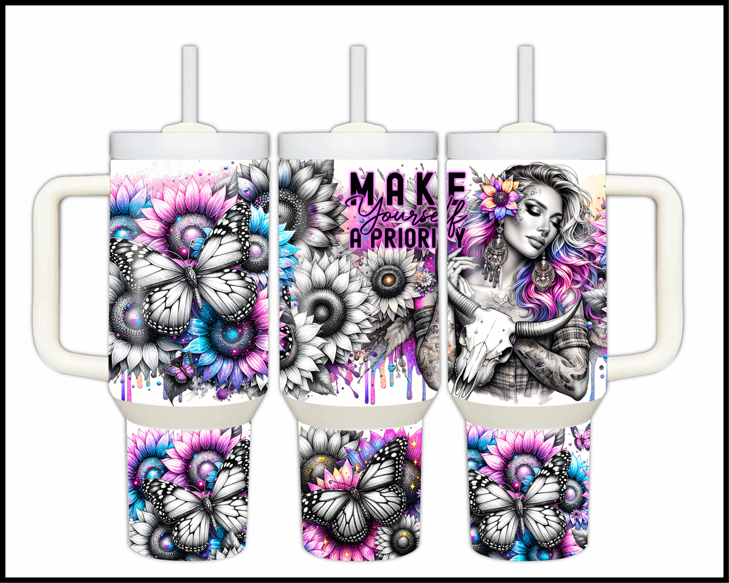 Make Yourself A Priority Stainless Steel Big 40oz Tumbler (052)