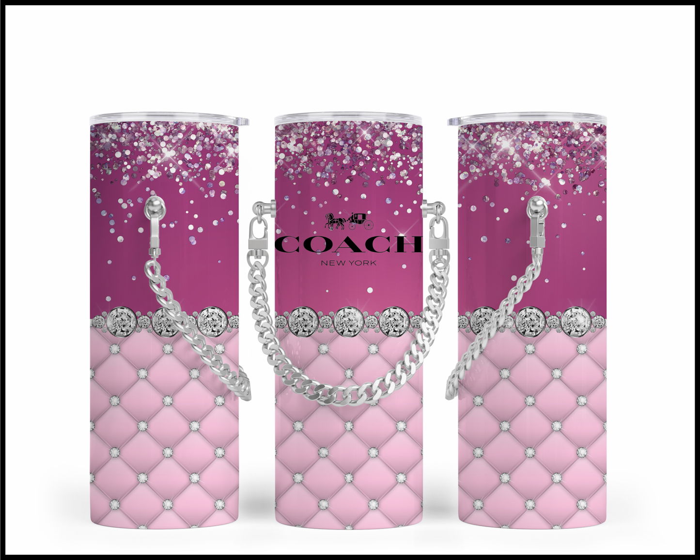 Designer Handbag Inspired Chain Tumbler (117)