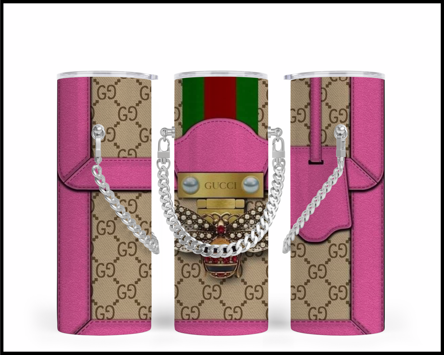 Designer Handbag Inspired Chain Tumbler (013)