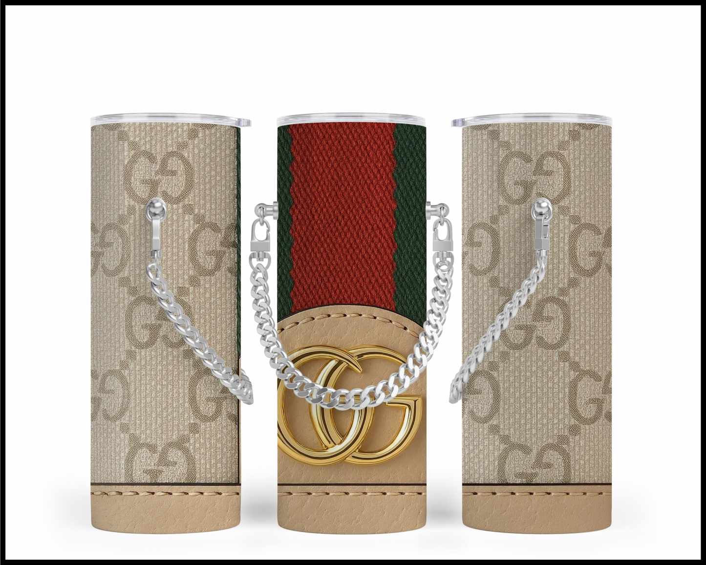 Designer Handbag Inspired Chain Tumbler (054)