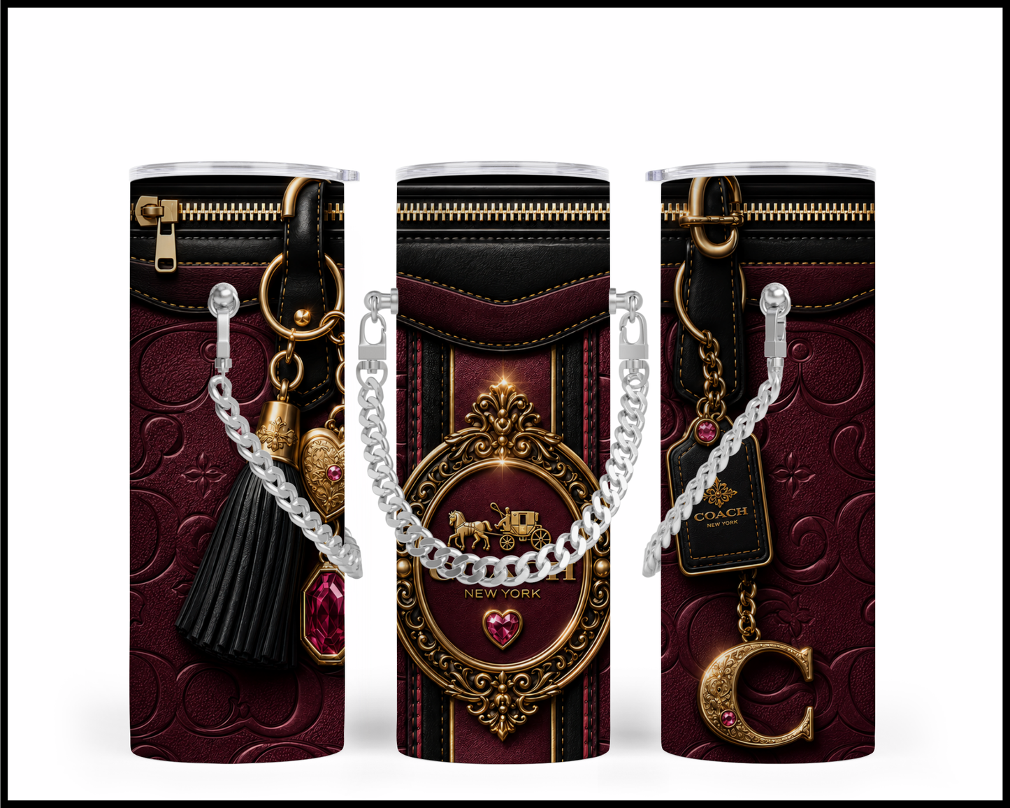Designer Handbag Inspired Chain Tumbler (358)