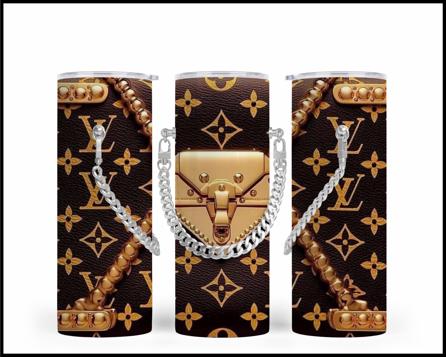Designer Handbag Inspired Chain Tumbler (069)