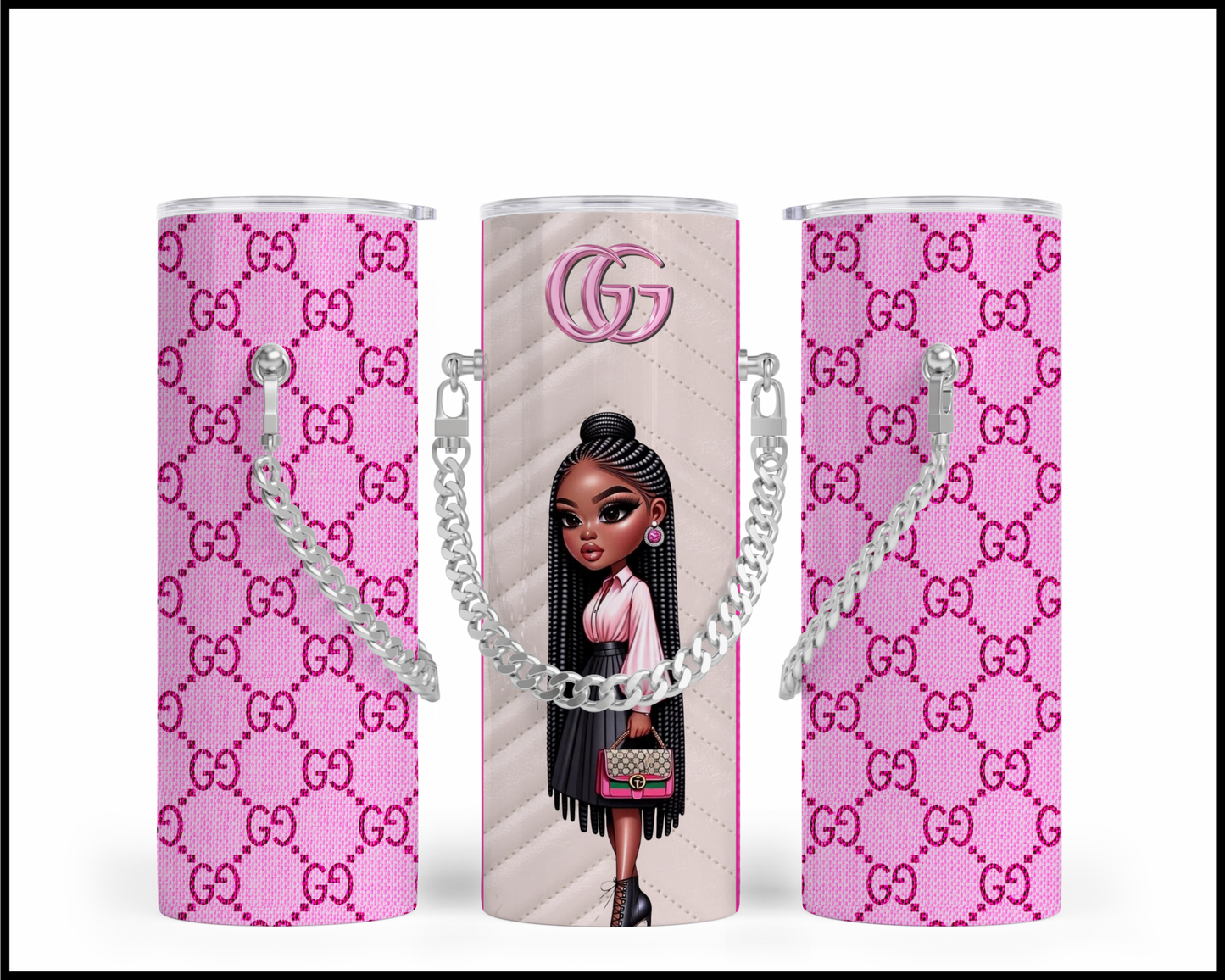 Designer Handbag Inspired Chain Tumbler (002)