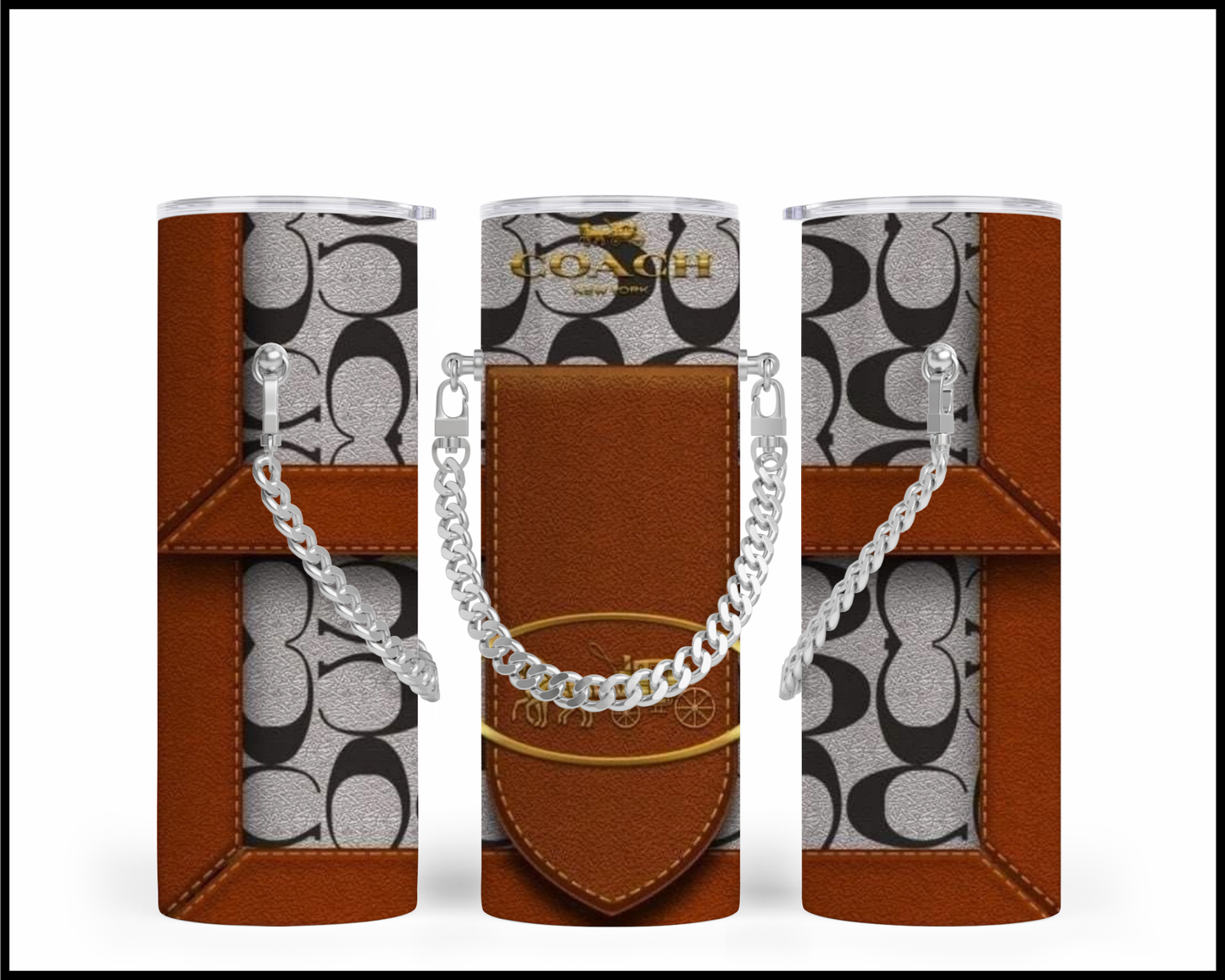 Designer Handbag Inspired Chain Tumbler (219)