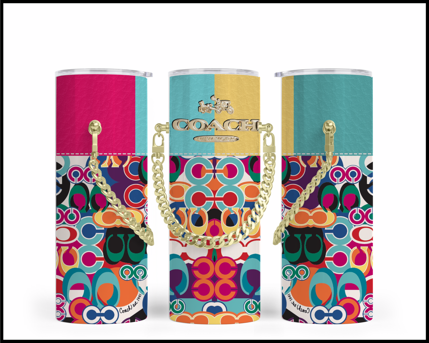 Designer Handbag Inspired Chain Tumbler (074)
