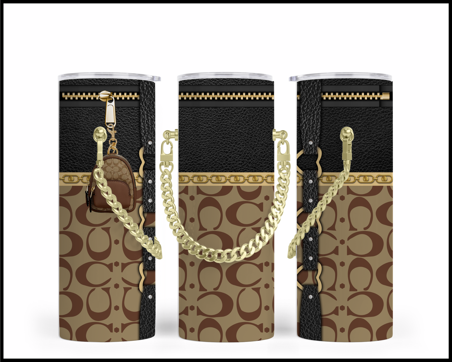 Designer Handbag Inspired Chain Tumbler (027)