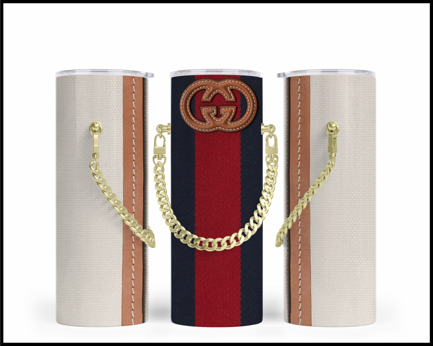 Designer Handbag Inspired Chain Tumbler (011)
