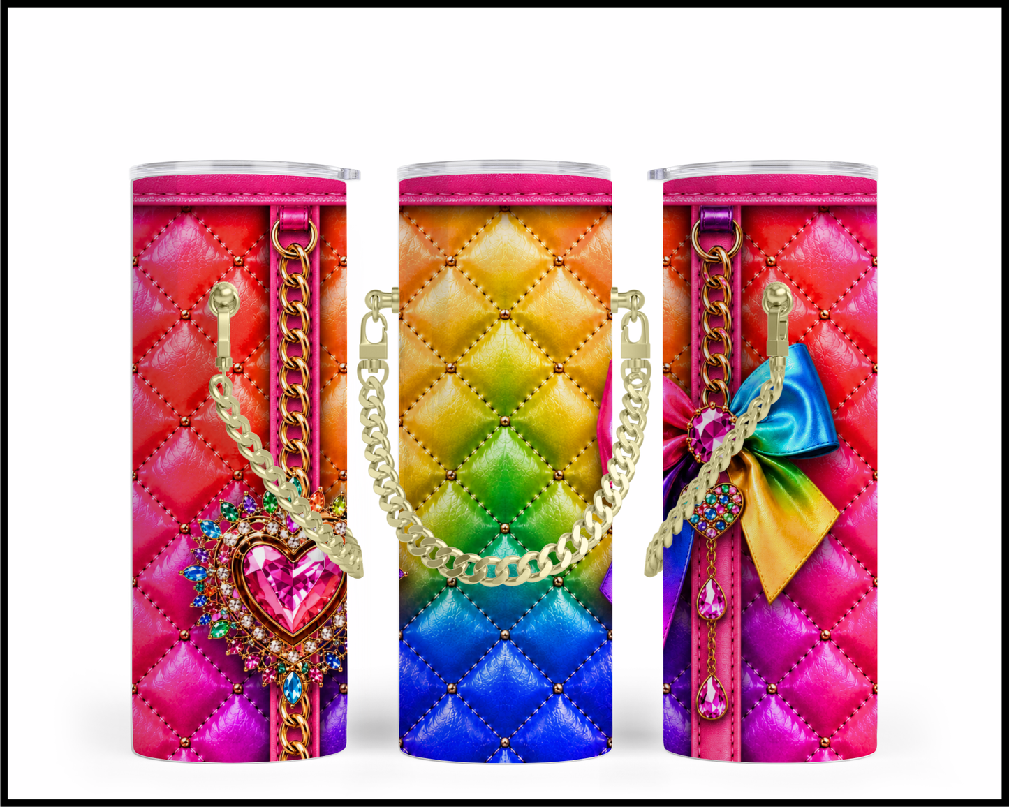 Designer Handbag Inspired Chain Tumbler (038)