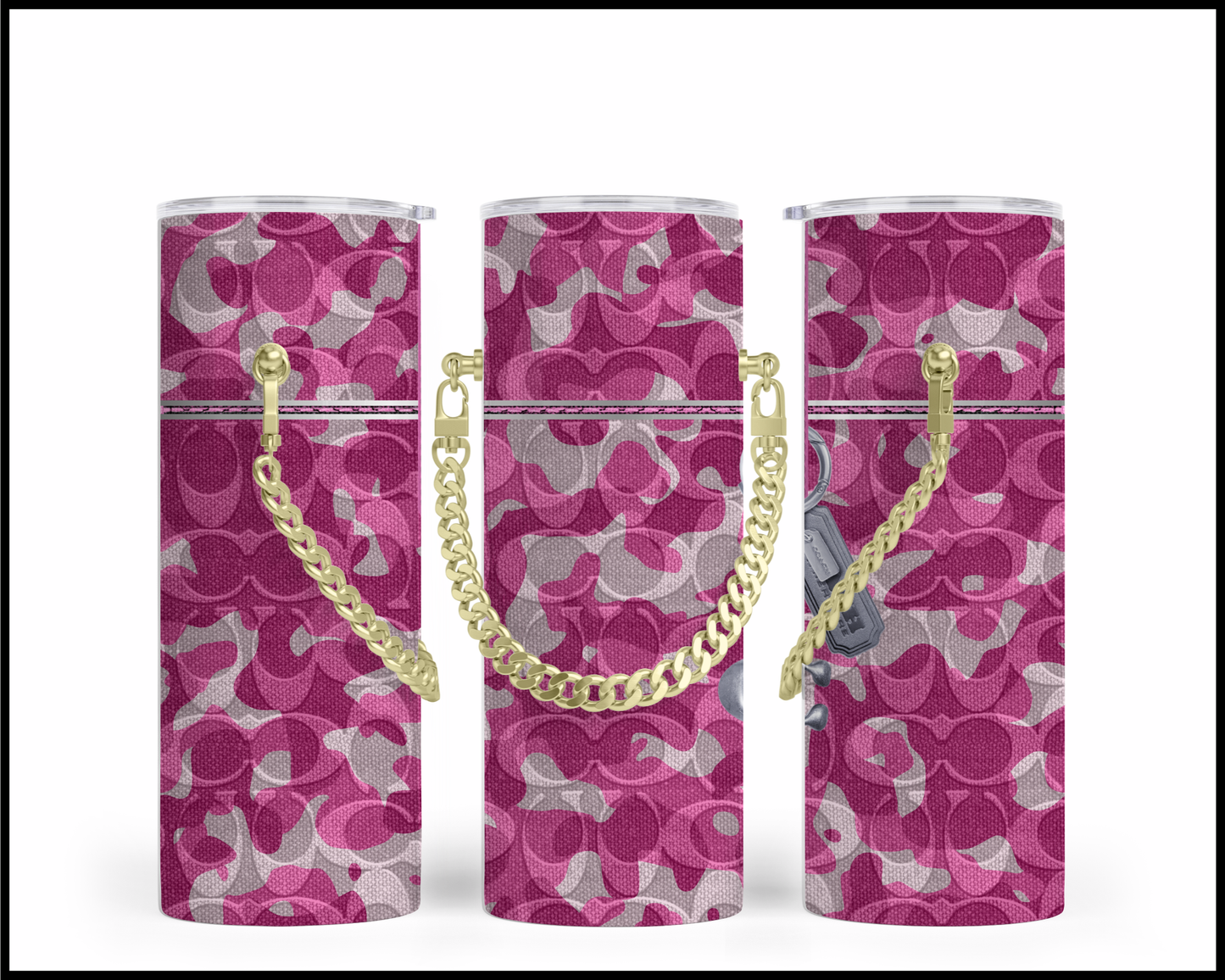 Designer Handbag Inspired Chain Tumbler (002)
