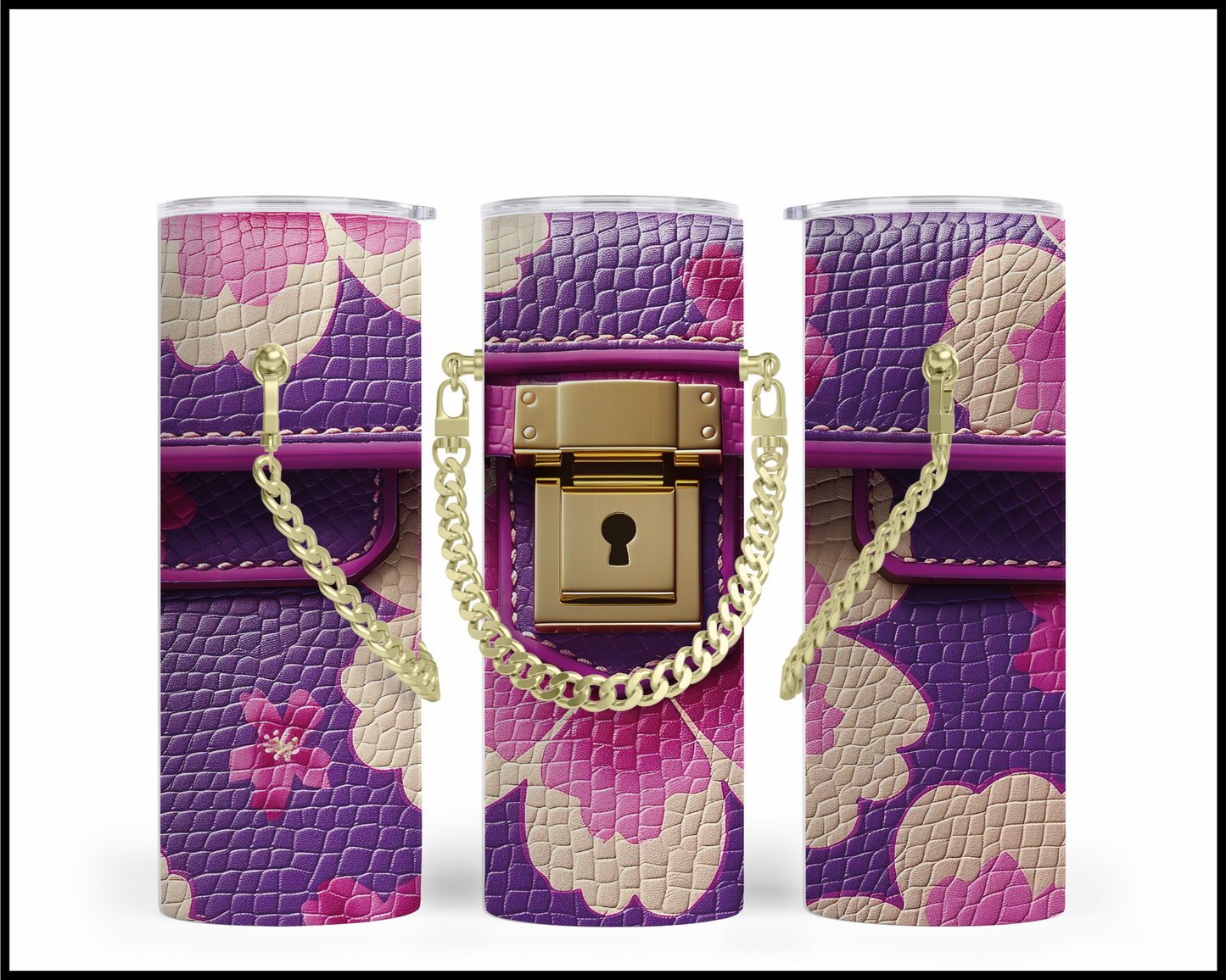 Designer Handbag Inspired Chain Tumbler (008)
