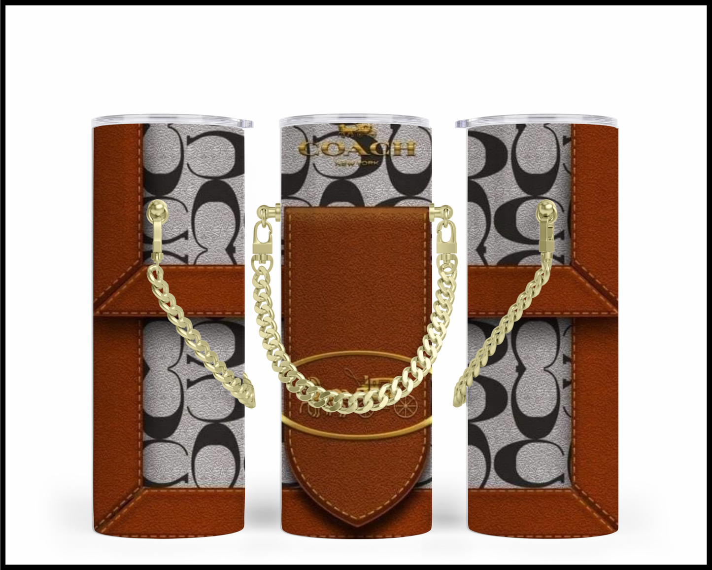 Designer Handbag Inspired Chain Tumbler (004)