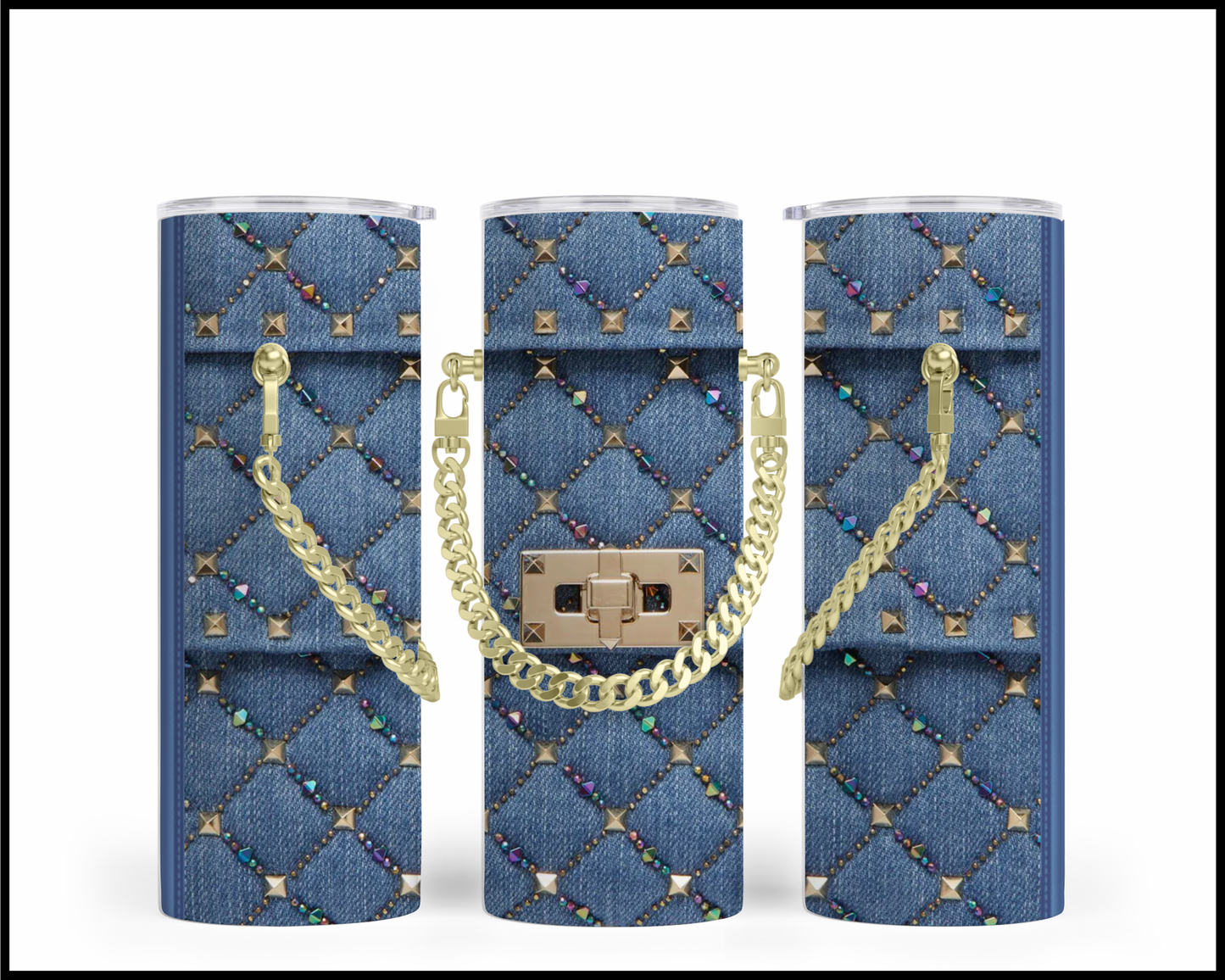 Designer Handbag Inspired Chain Tumbler (009)