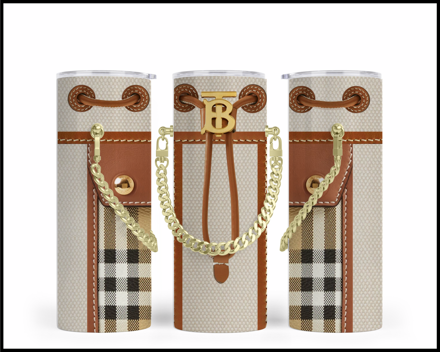 Designer Handbag Inspired Chain Tumbler (005)