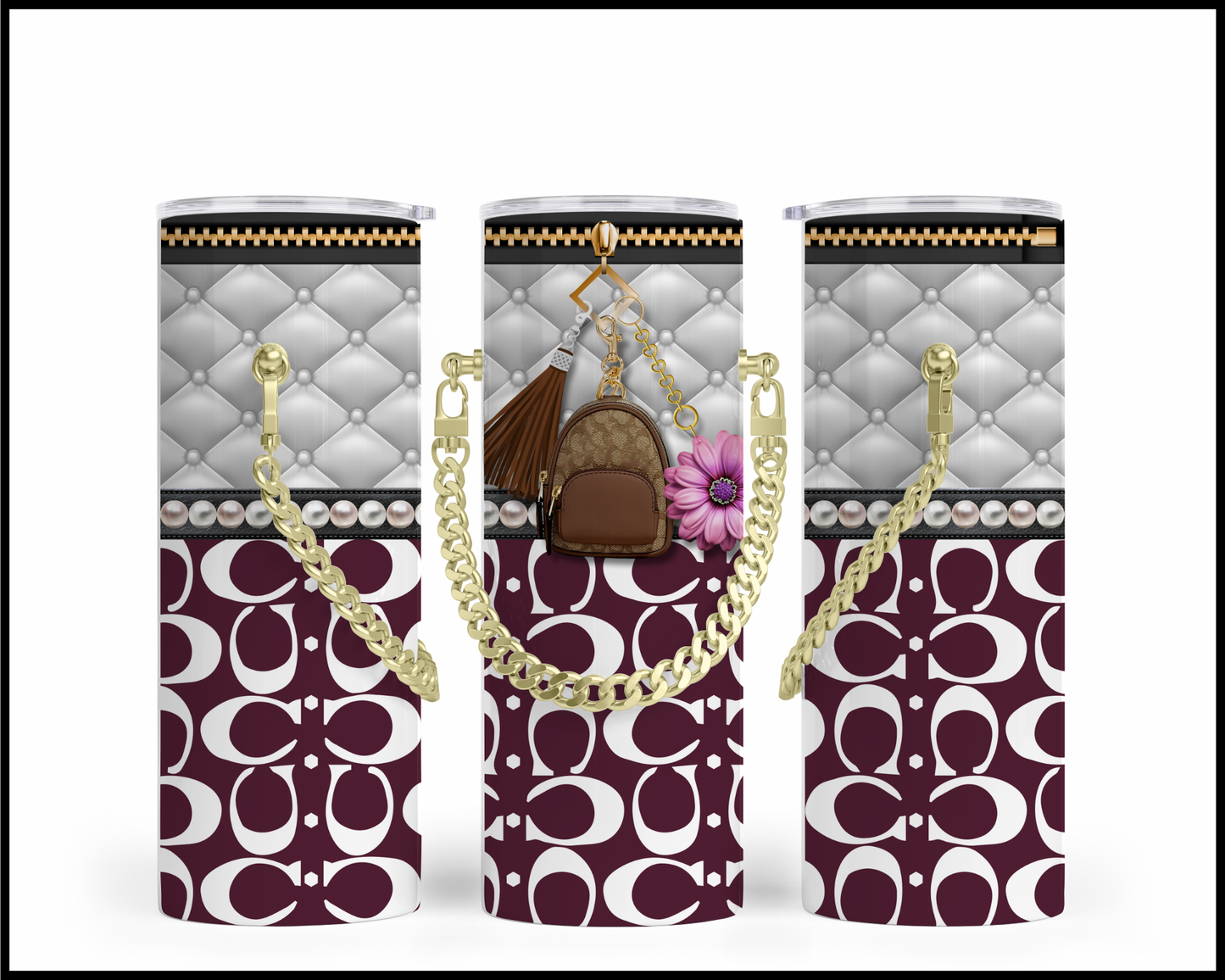 Designer Handbag Inspired Chain Tumbler (020)