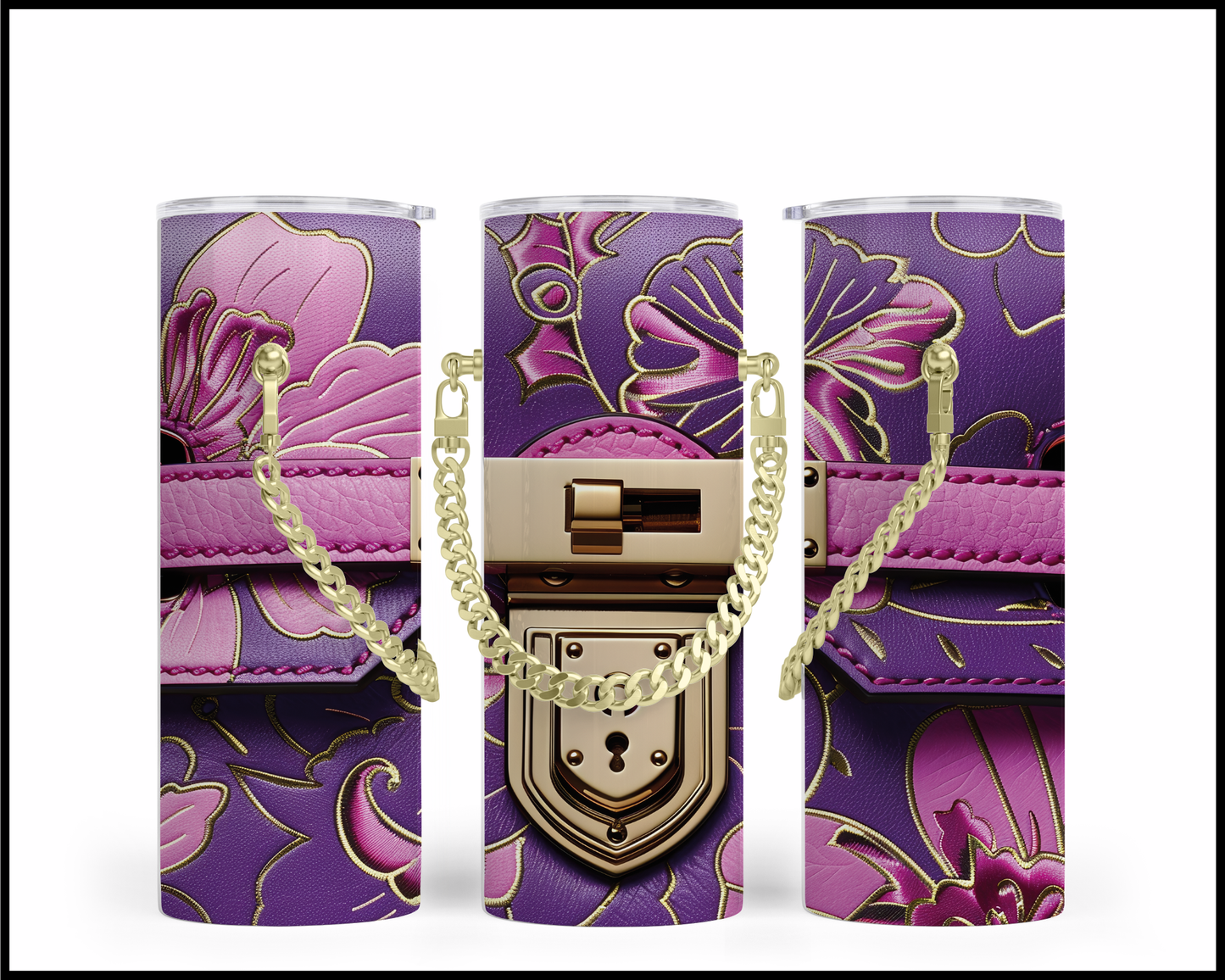 Designer Handbag Inspired Chain Tumbler (095)
