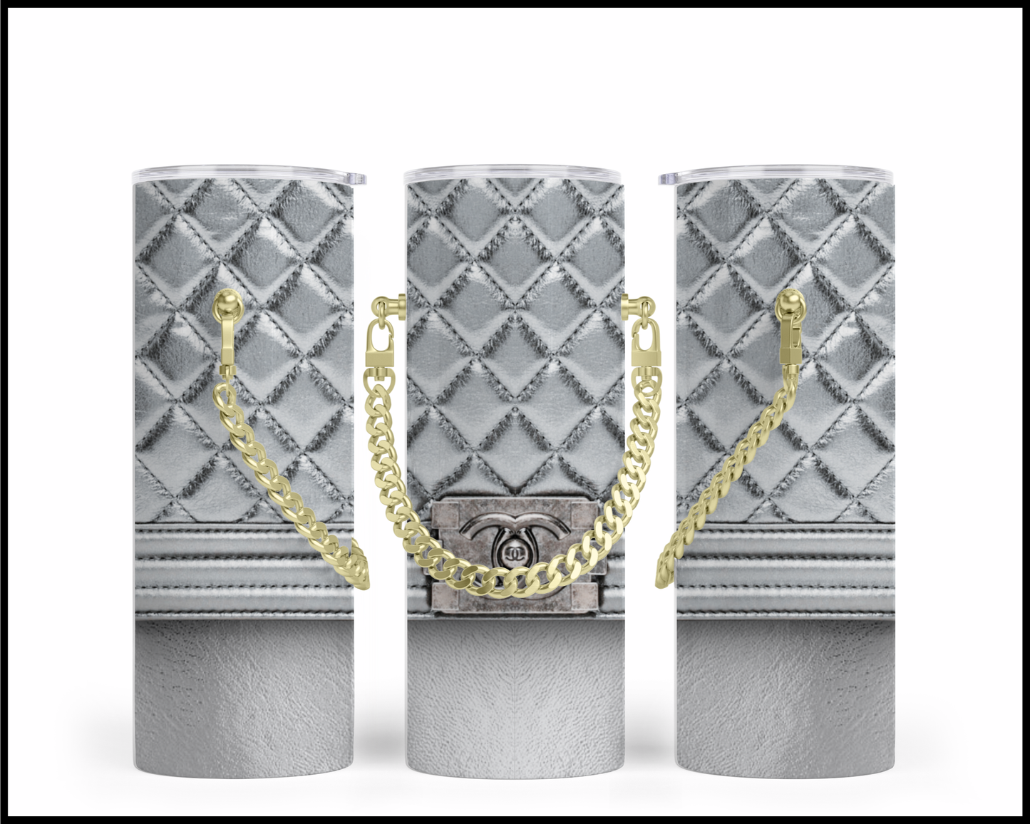 Designer Handbag Inspired Chain Tumbler (007)
