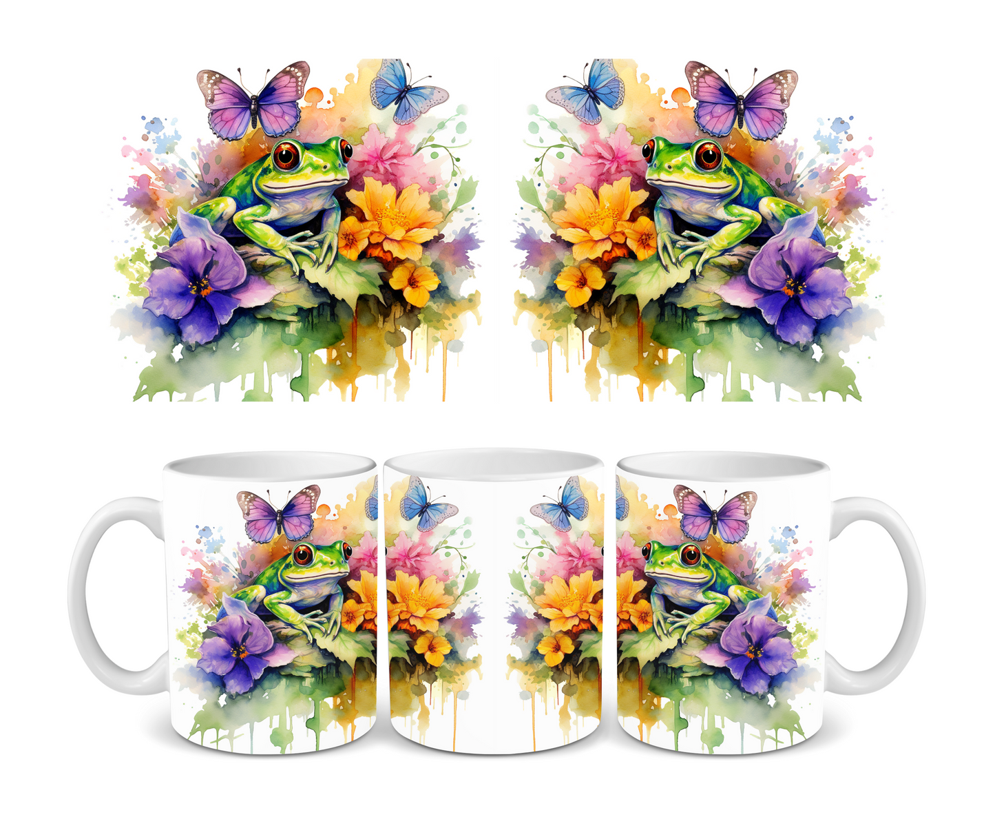 Frog & Purple Butterfly Ceramic Mug