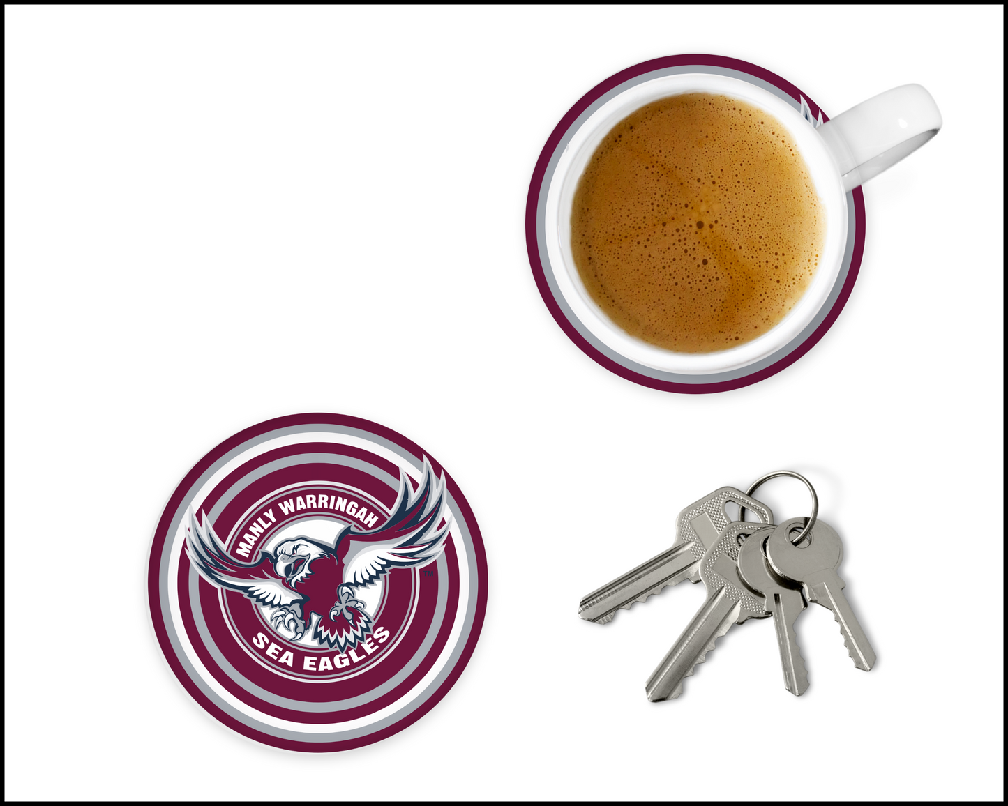 Manly Sea Eagles Glass Coasters (002)