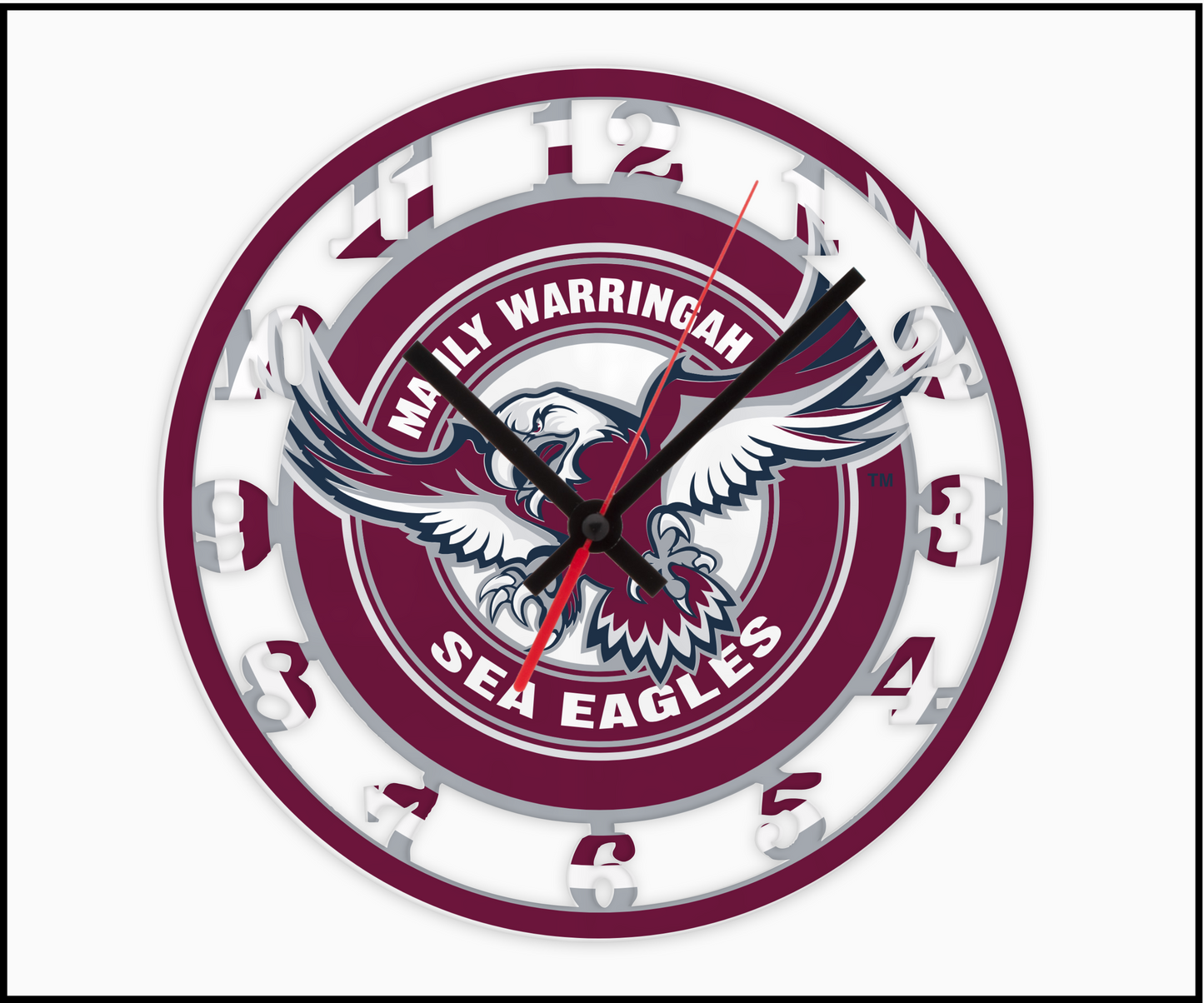 Manly Sea Eagles 3D Numbered Clock (002)