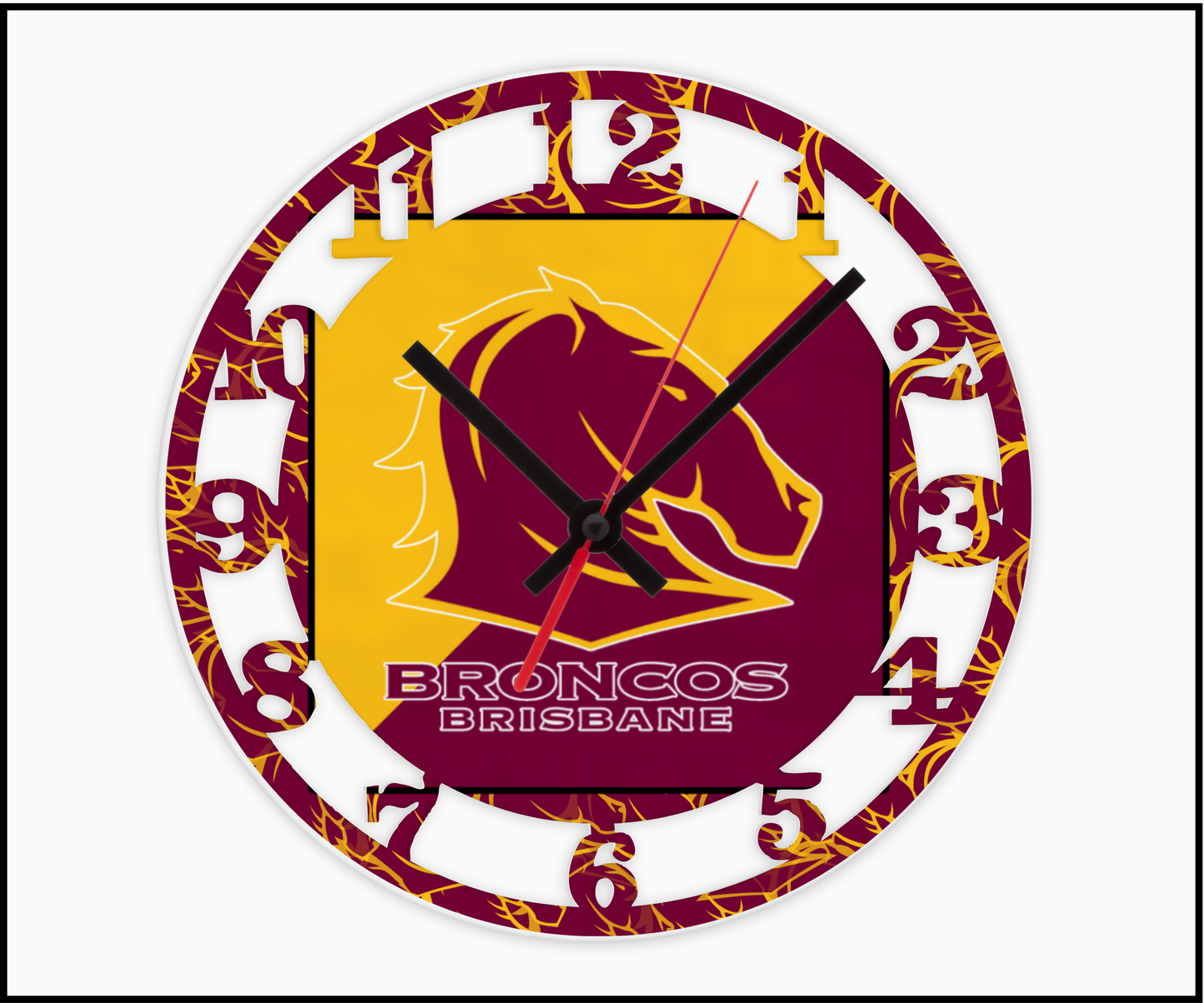 Brisbane Broncos 3D Numbered Clock (004)