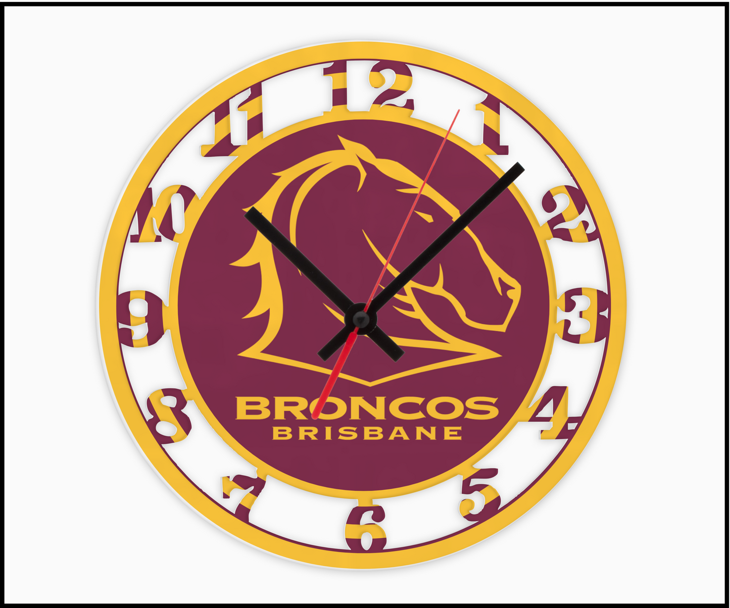 Brisbane Broncos 3D Numbered Clock (002)