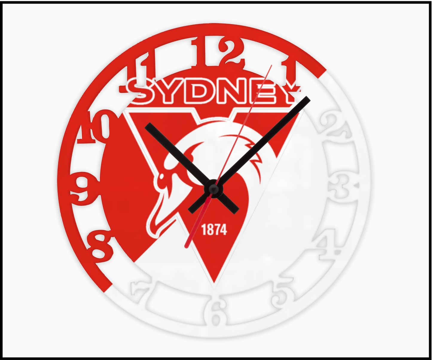 Sydney Swans 3D Numbered Clock (001)