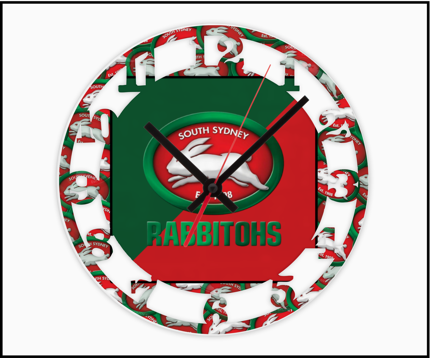 South Sydney Rabbitohs 3D Numbered Clock (004)
