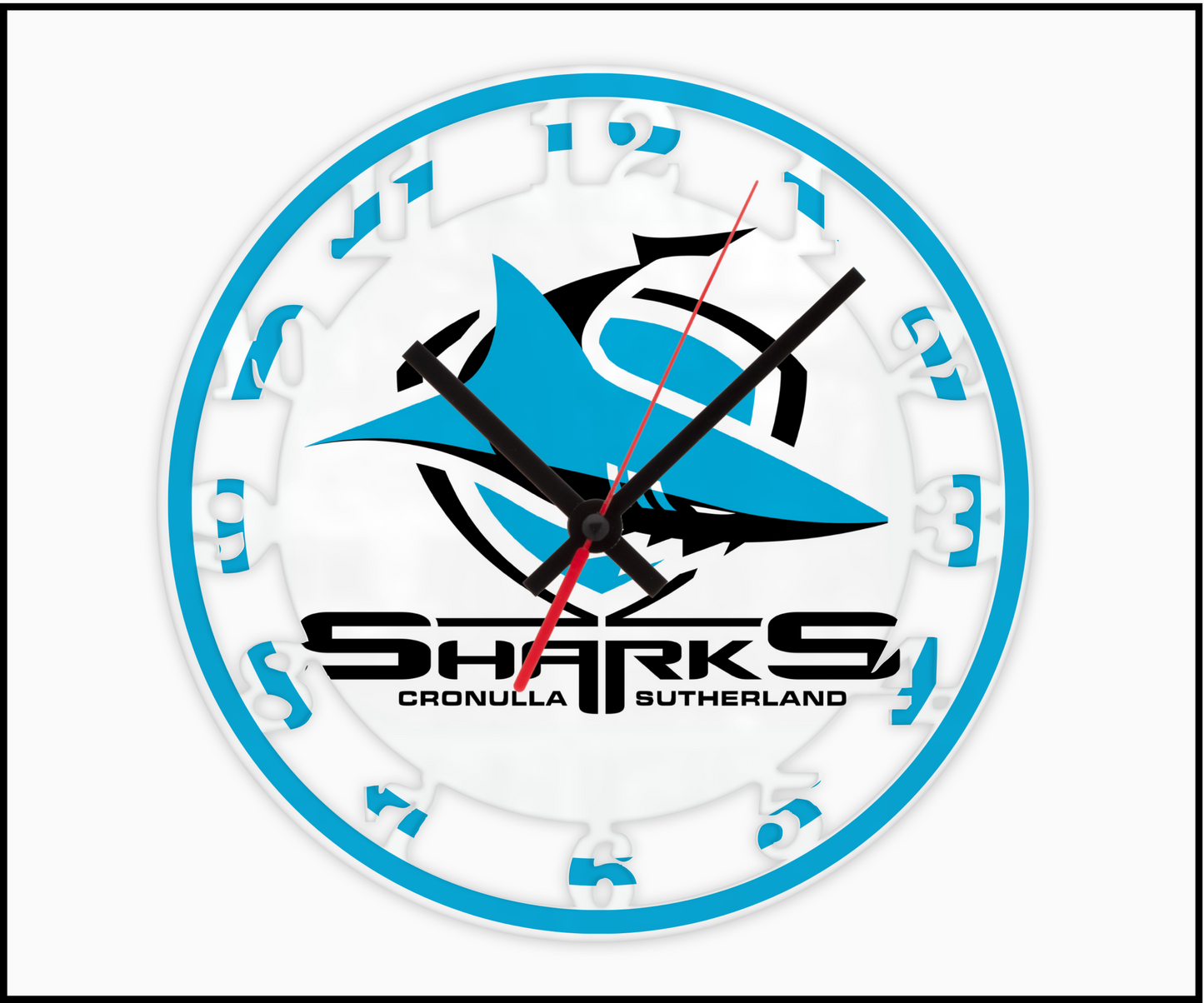Cronulla Sharks 3D Numbered Clock (001)