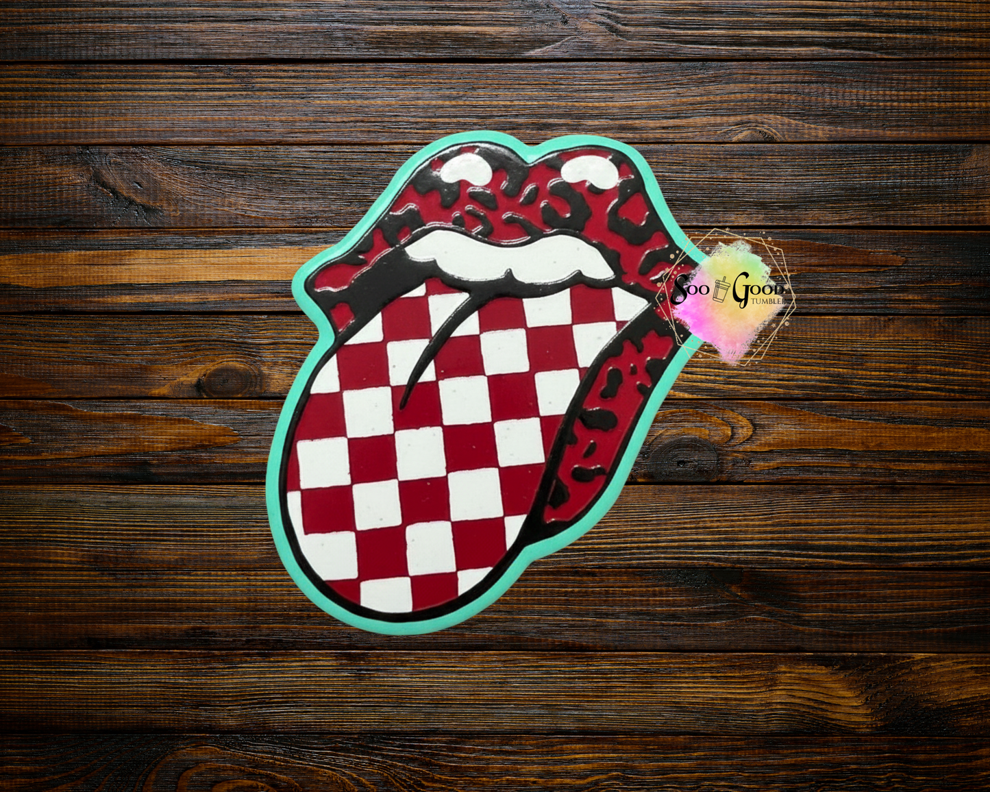 Rolling Stone Tongue (Checkered) Blinged Car Freshie