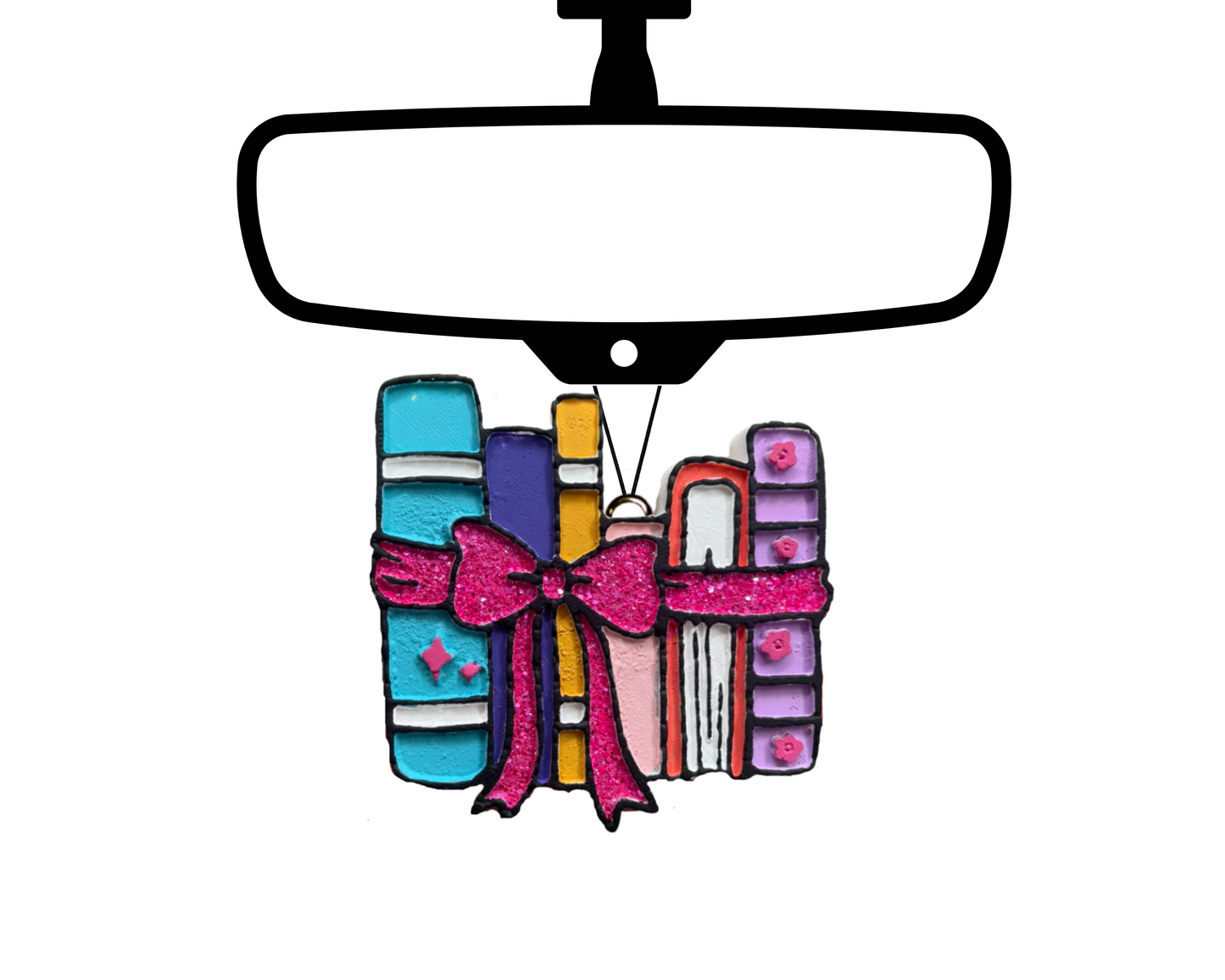 Standing Books Blinged Car Freshie