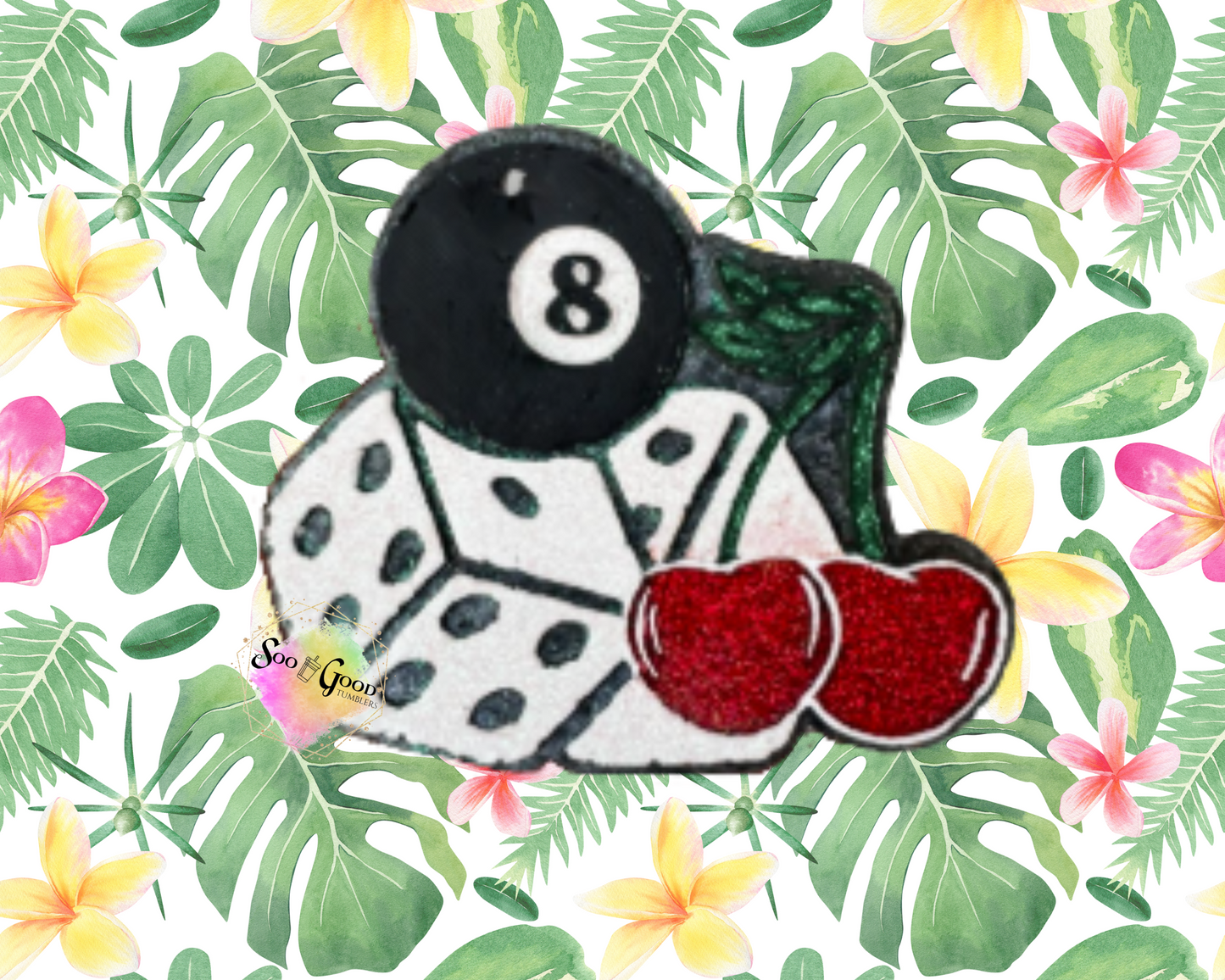 8 Ball, Dice & Cherries Blinged Car Freshie