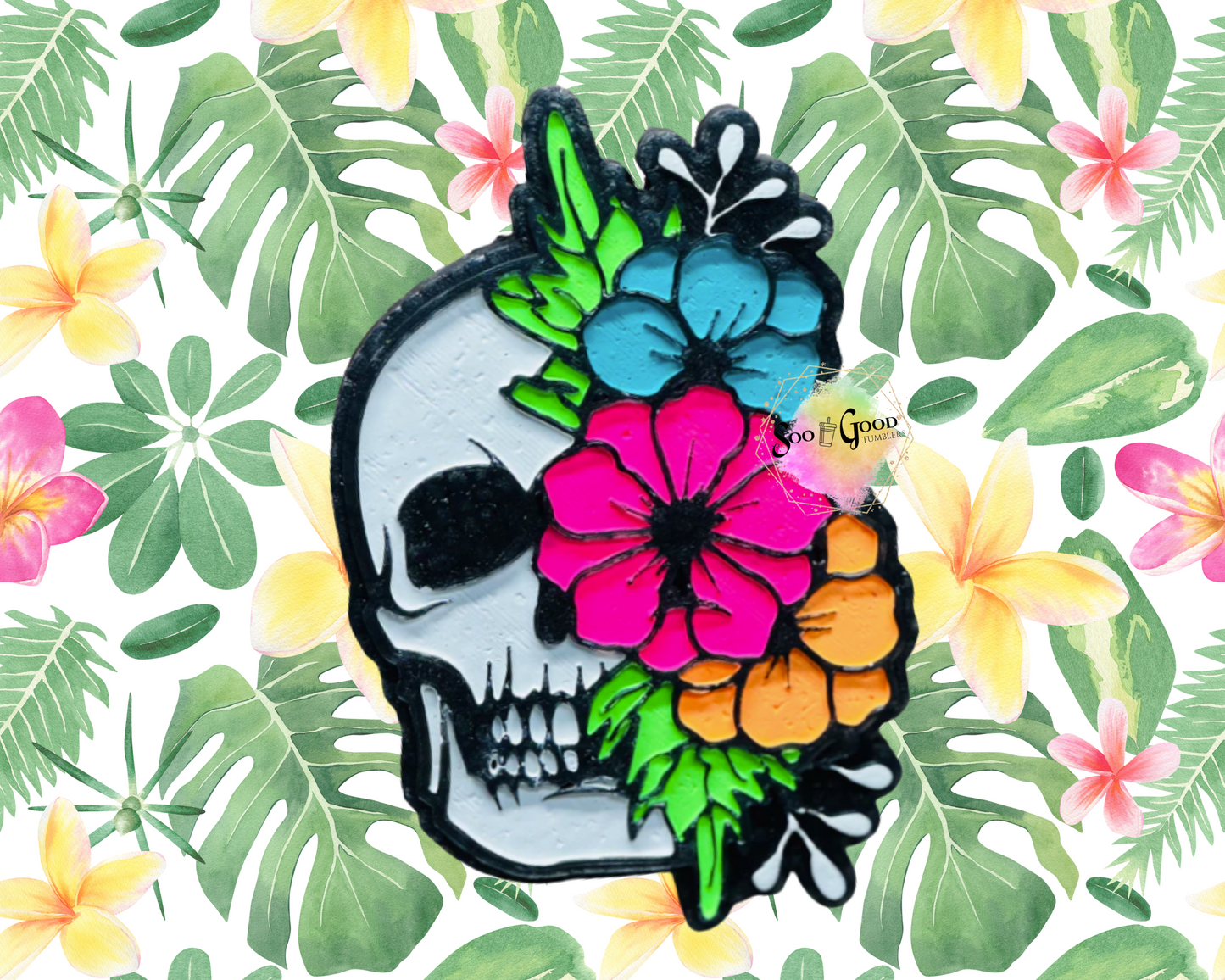 Skull with Flowers Blinged Car Freshie