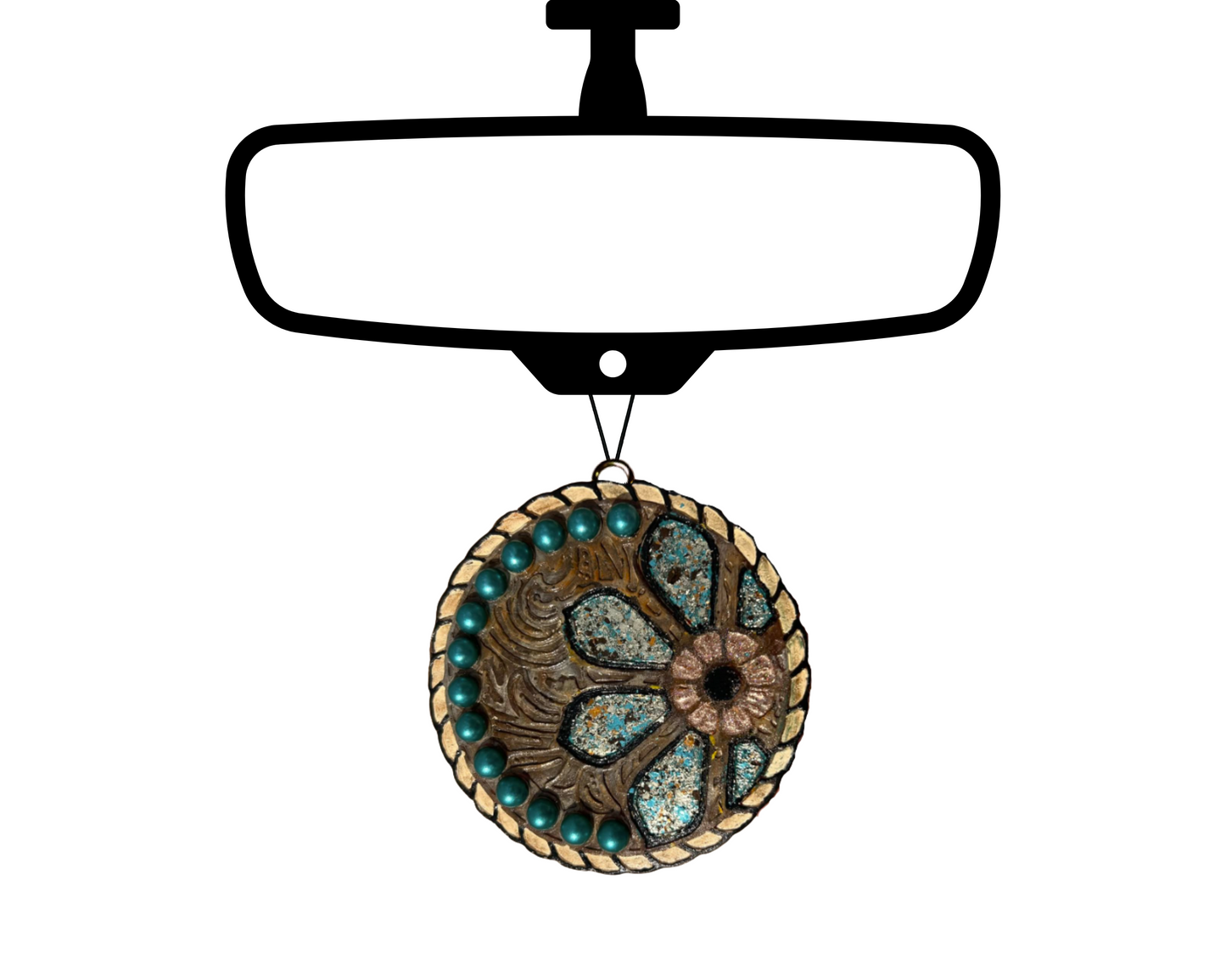 Leather Look Flower Blinged Car Freshie